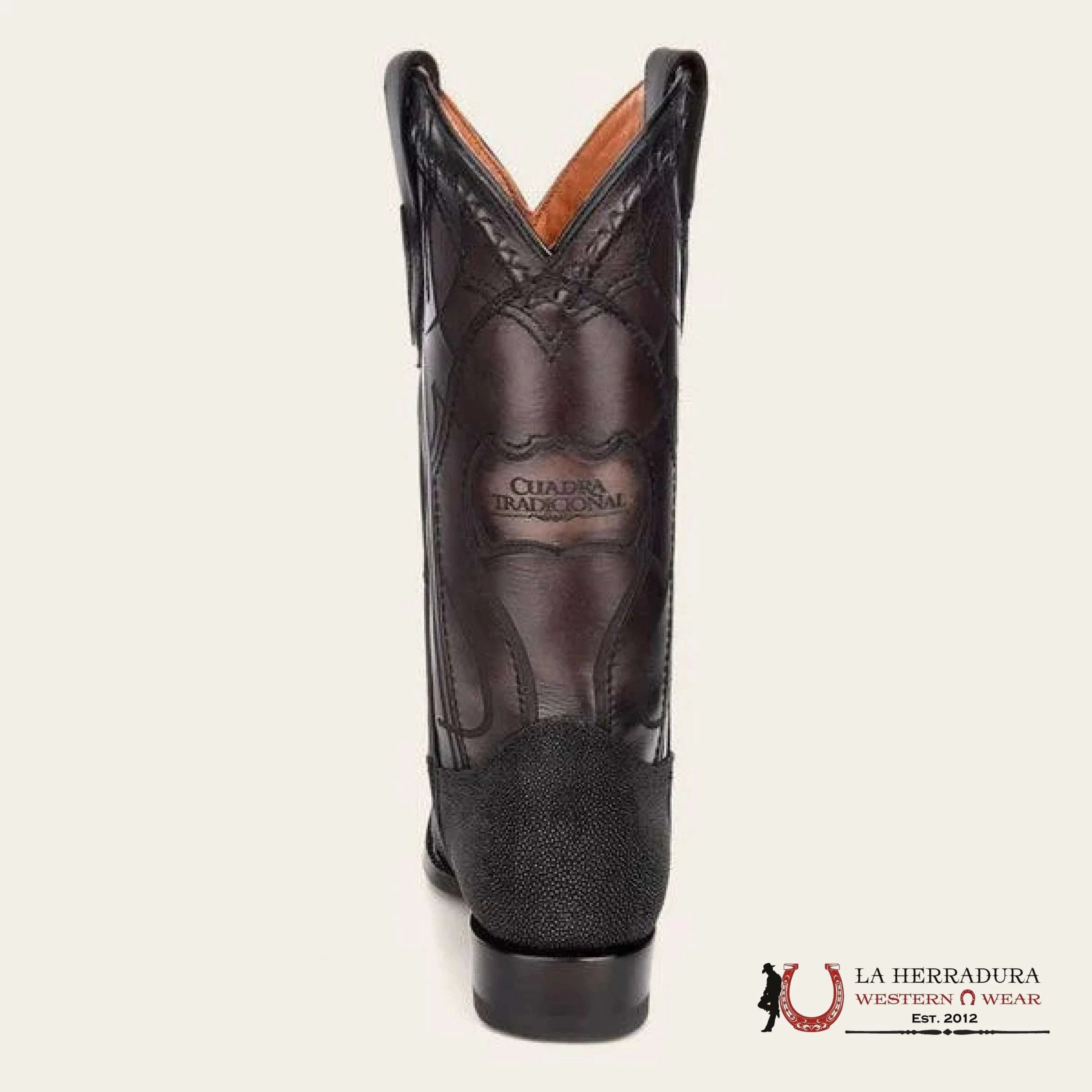 CUADRA BOOTS STINGRAY BLACK WHITE STONE ROUND TOE CU343 BOTAS HOMBRES