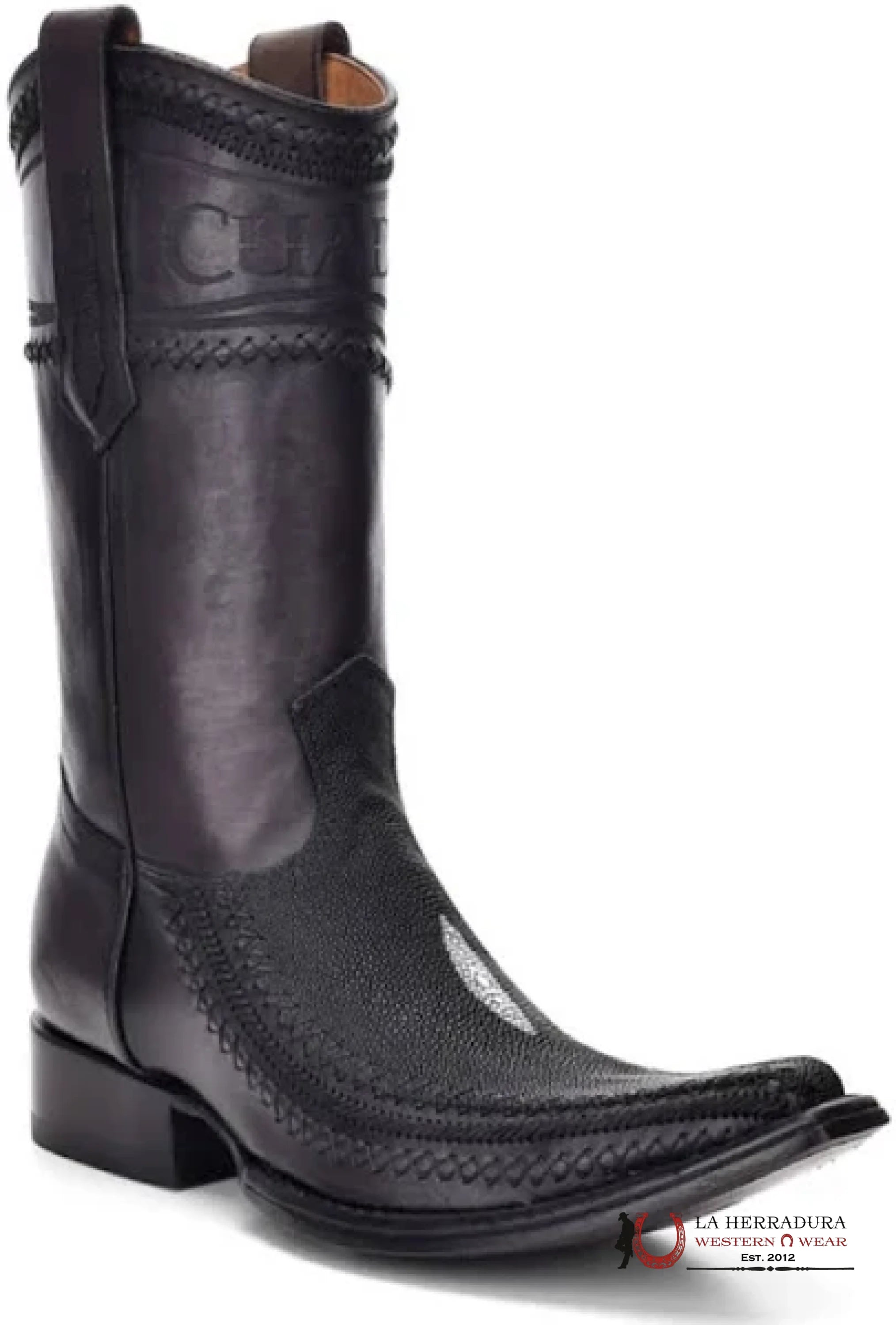 CUADRA BOOTS STINGRAY MANTARRAYA BLACK LASER & WOVEN NARROW SQUARE TOE CU414 BOTAS HOMBRES