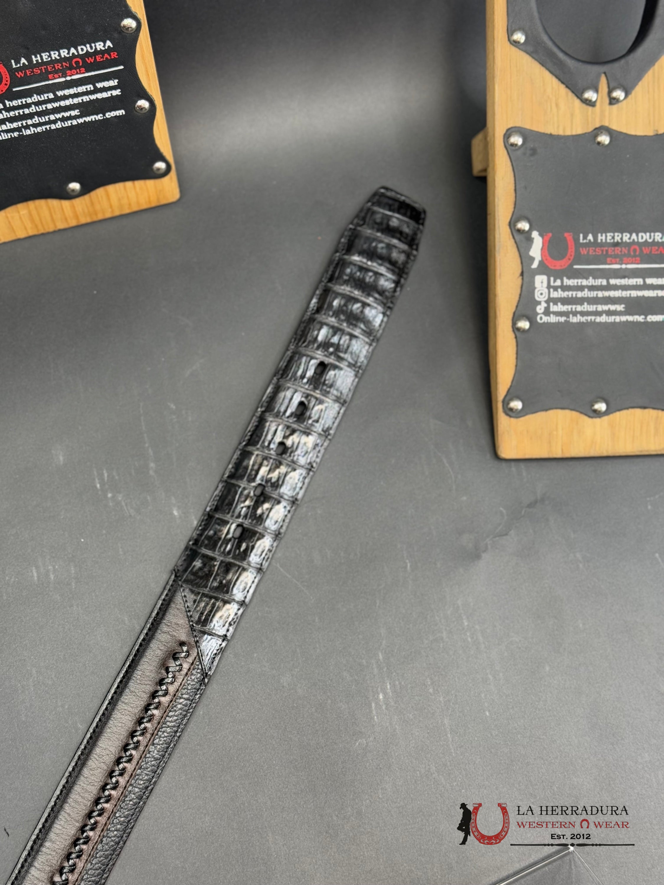 Cuadra Caiman Fuscus Cola Plunge Negro Belt Bc368 Cinturones Hombres