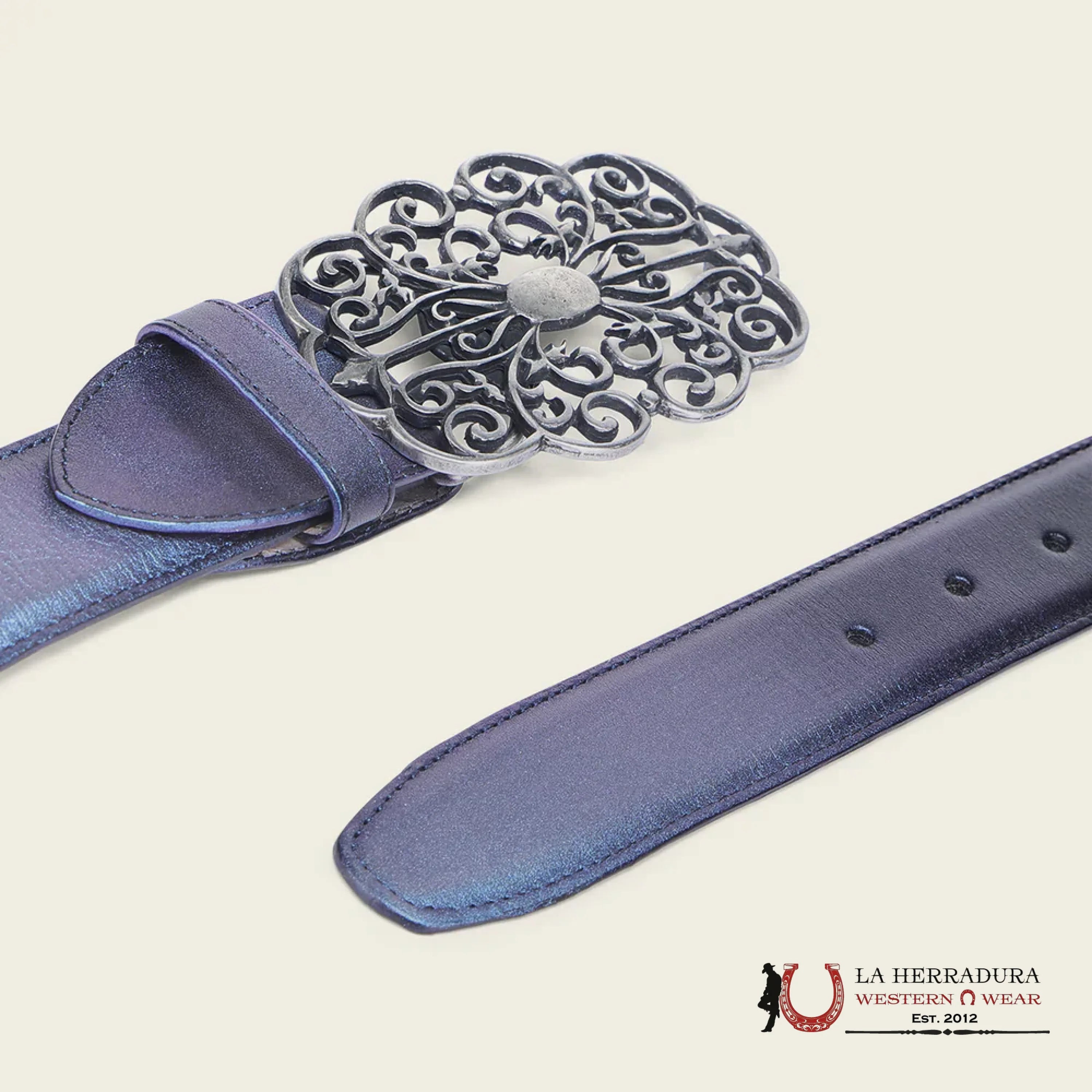 CUADRA CINTO DE RES CRUST GRIS OXFORD & BROWN LÁSER STUD- BC416 CINTURONES MUJERES