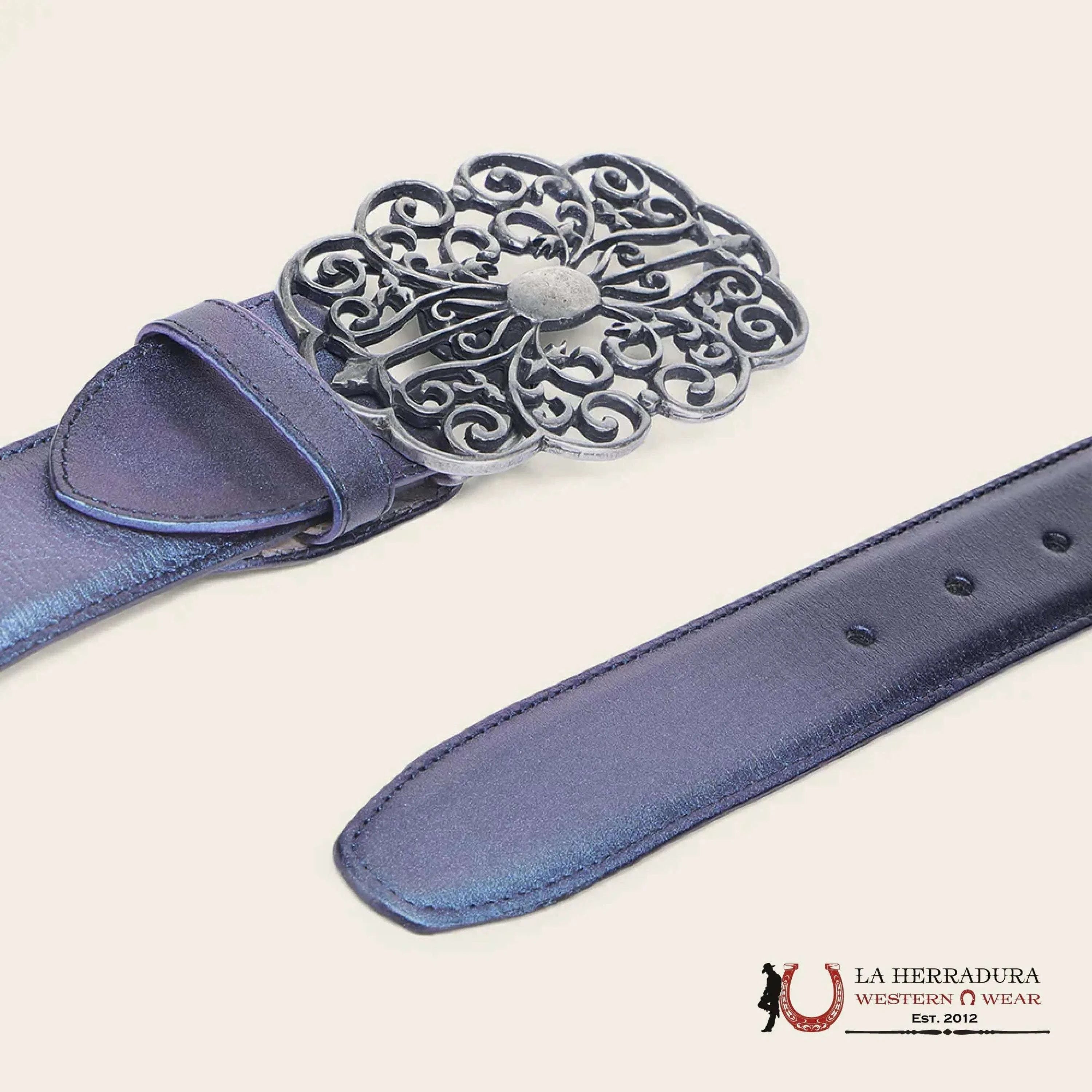 CUADRA CINTO DE RES CRUST GRIS OXFORD & BROWN LÁSER STUD- BC416 CINTURONES MUJERES