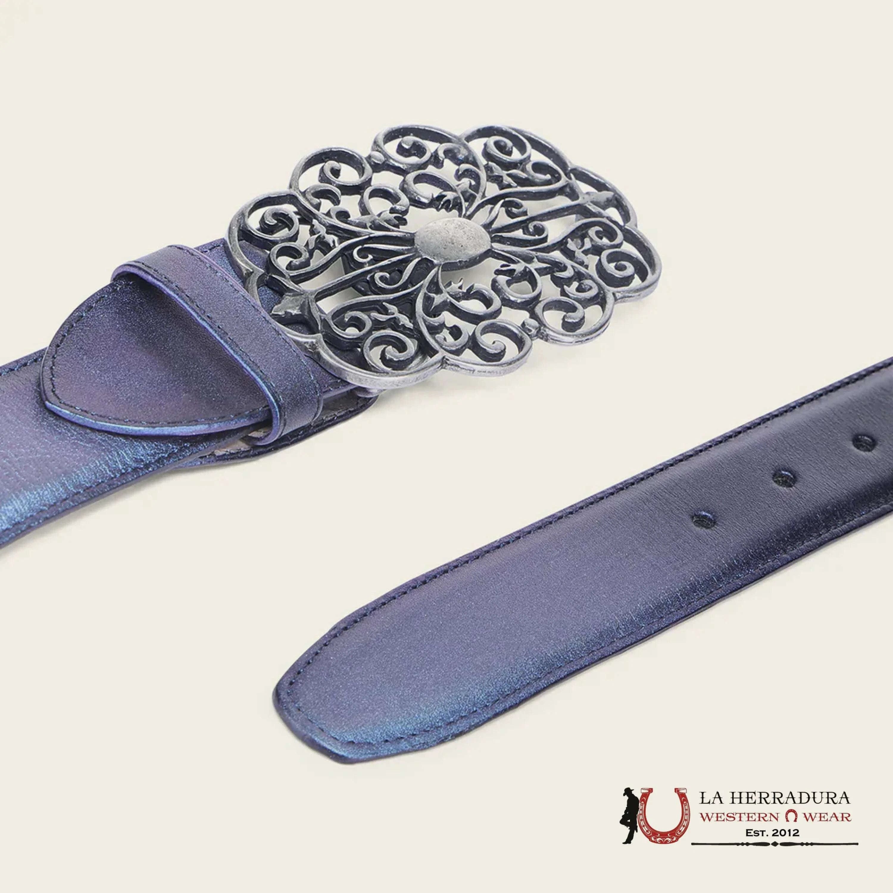 CUADRA CINTO DE RES CRUST GRIS OXFORD & BROWN LÁSER STUD- BC416 CINTURONES MUJERES
