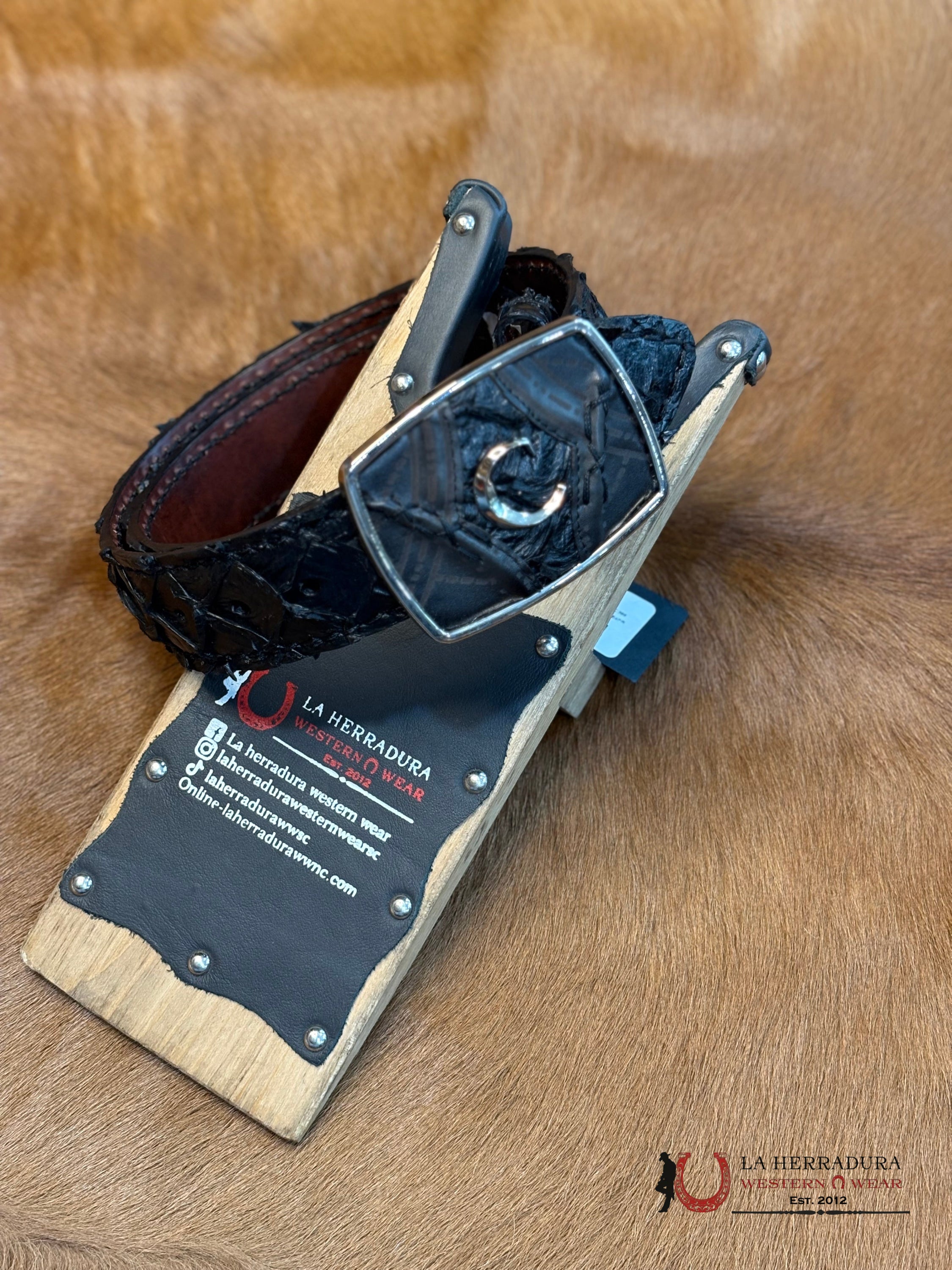 CUADRA CINTO PIRARUCU NEGRO BC389 CINTURONES HOMBRES