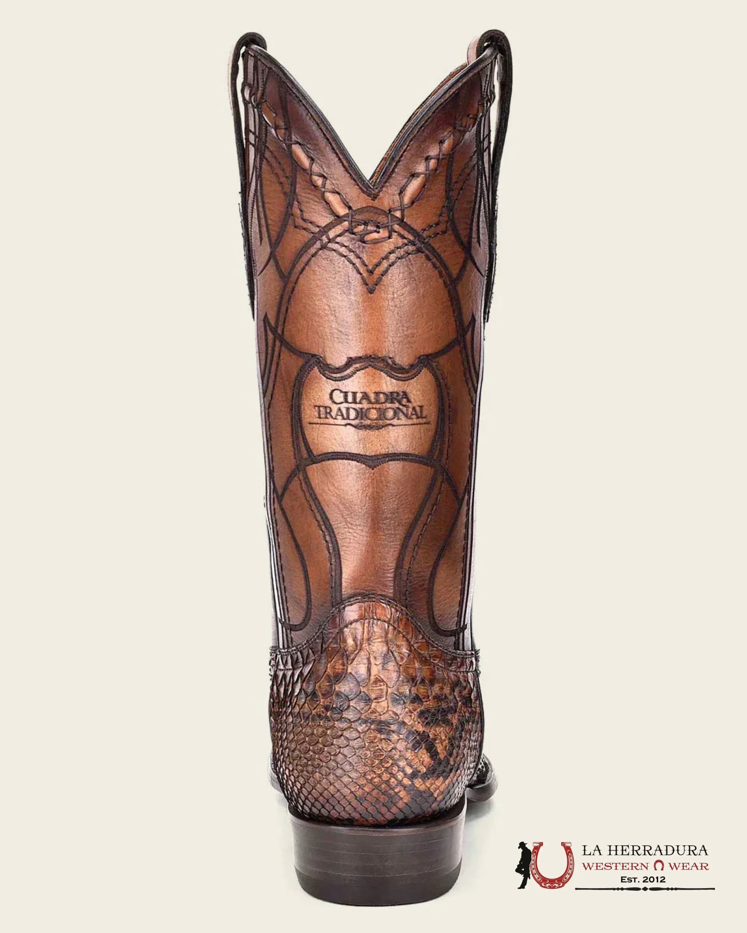 CUADRA BOOTS PYTHON CAFE SEMI SQUARE TOE NARROW BOTAS HOMBRES