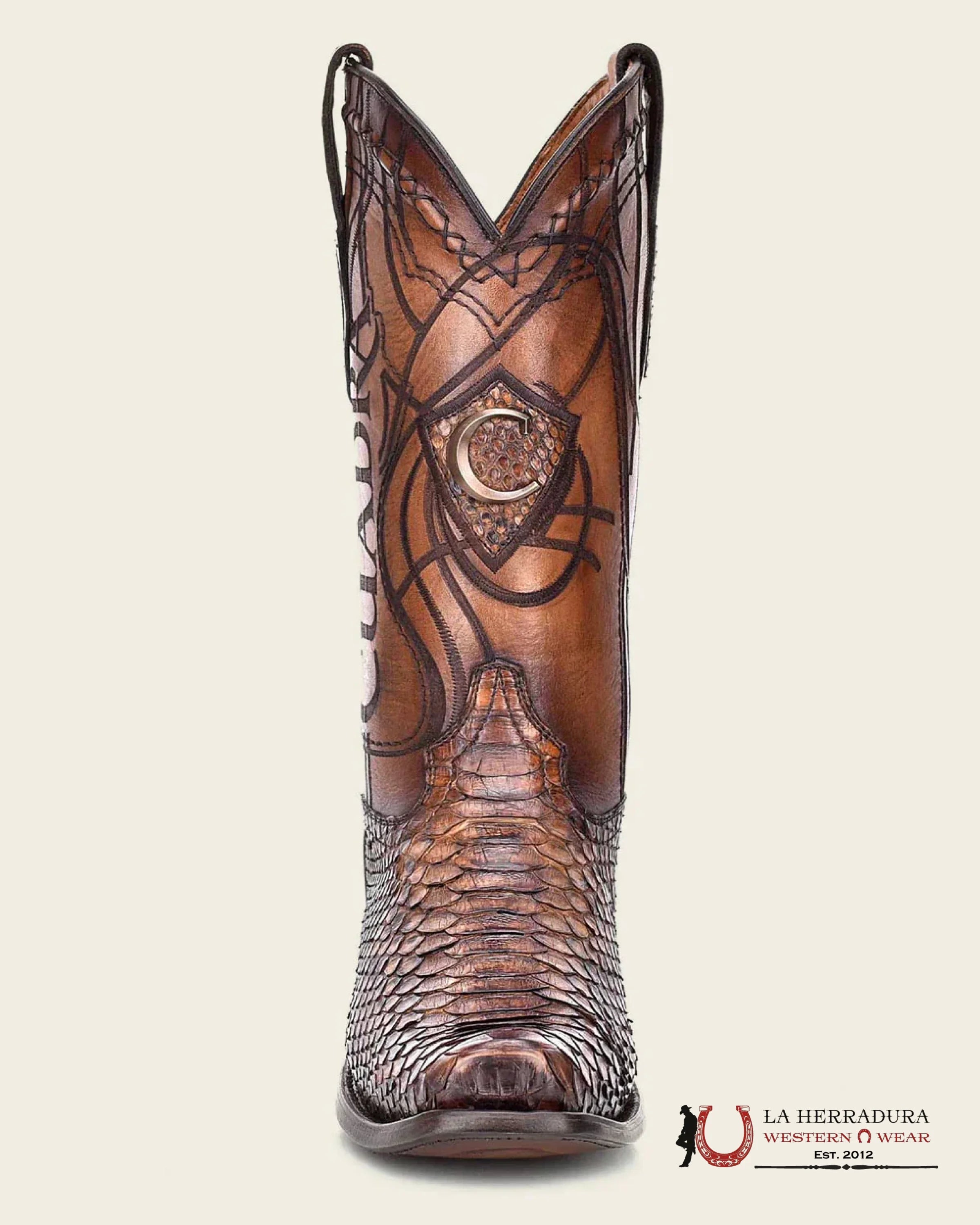 CUADRA BOOTS PYTHON CAFE SEMI SQUARE TOE NARROW BOTAS HOMBRES