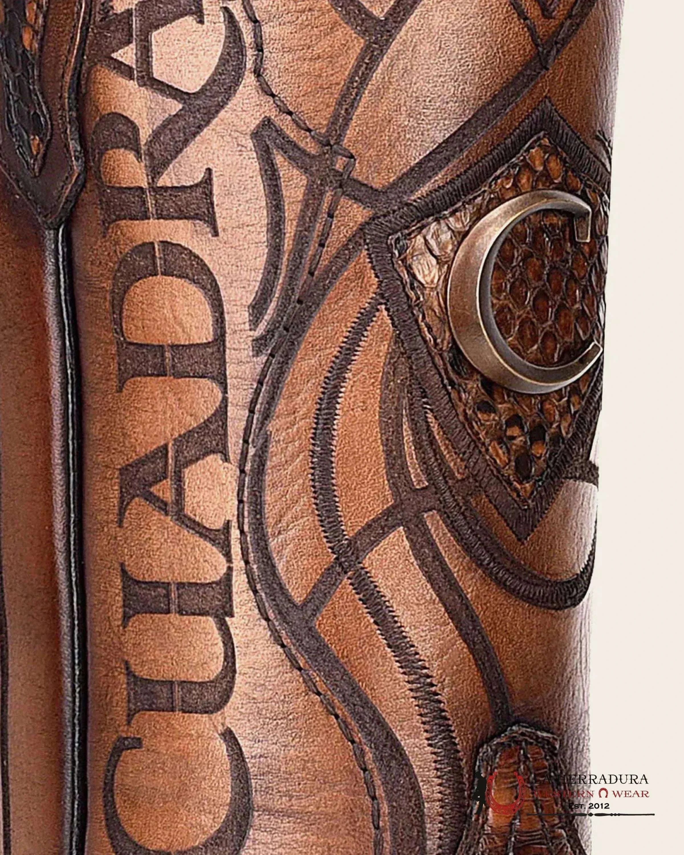 CUADRA BOOTS PYTHON CAFE SEMI SQUARE TOE NARROW BOTAS HOMBRES