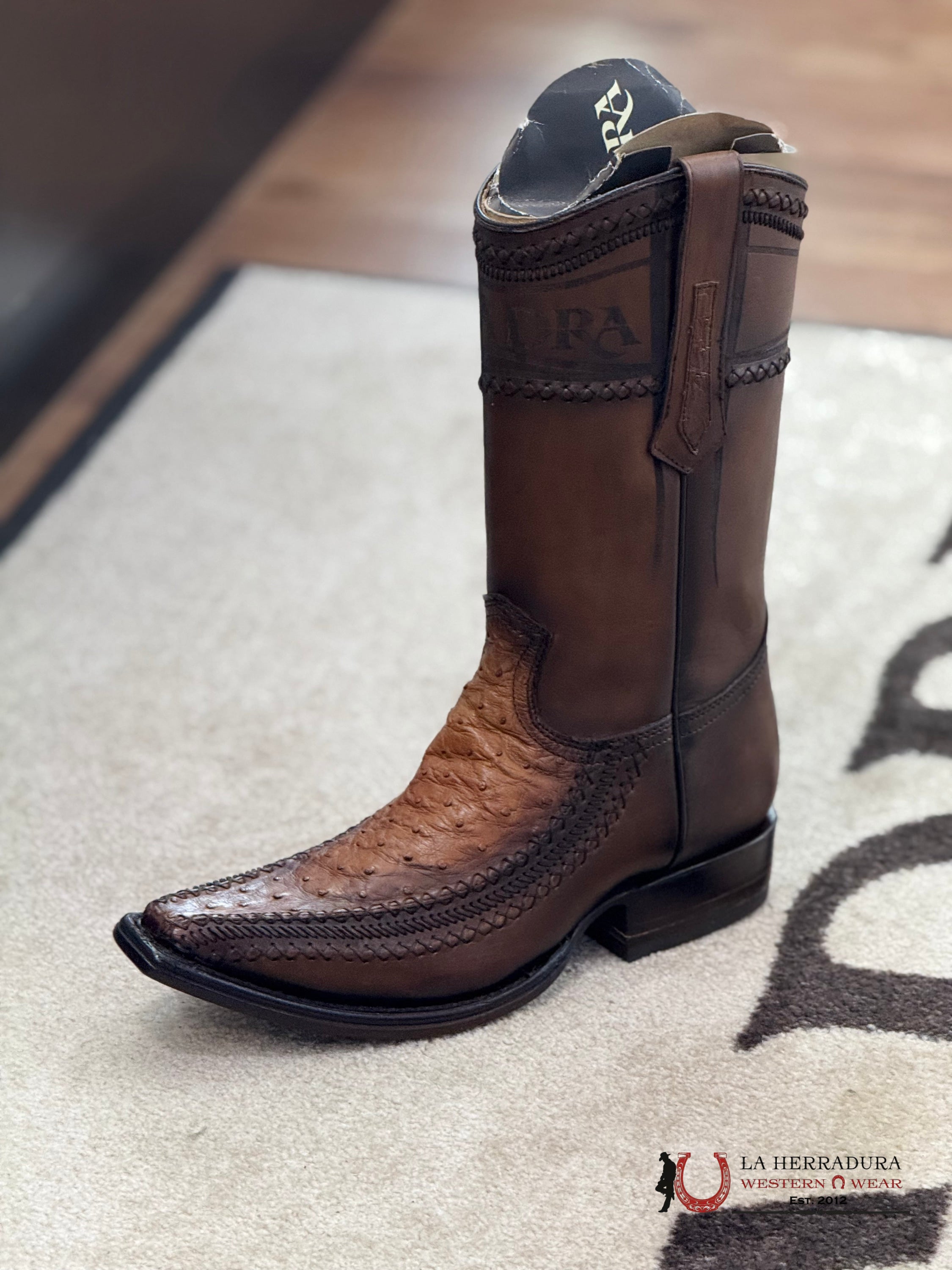 CUADRA CU455 AVESTRUZ FLAME MIEL TEJIDO NARROW TOE CU455 BOTAS HOMBRES