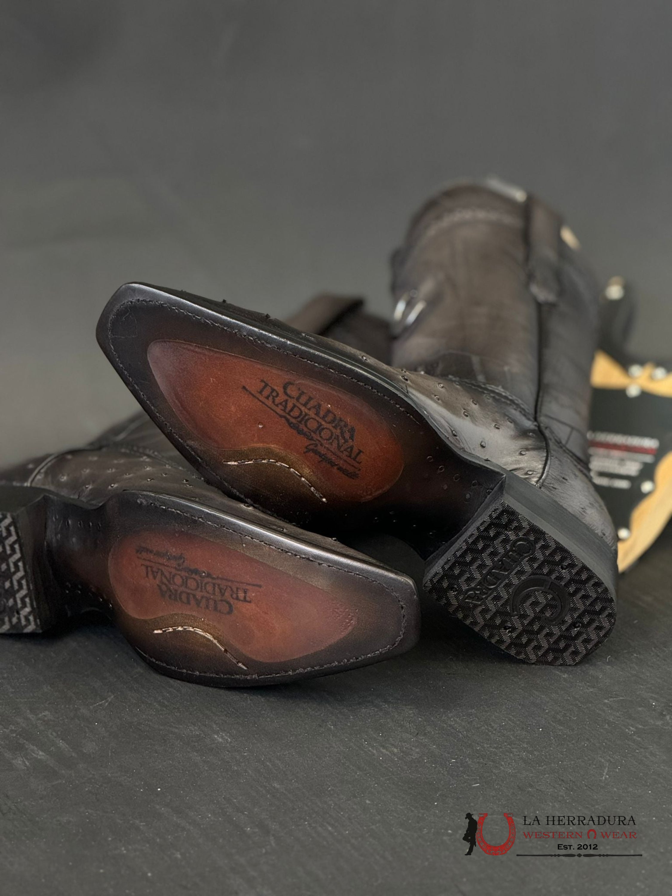 Cuadra Boots Ostrich Everest Grey Laser & Woven Narrow Square Toe Botas Hombres