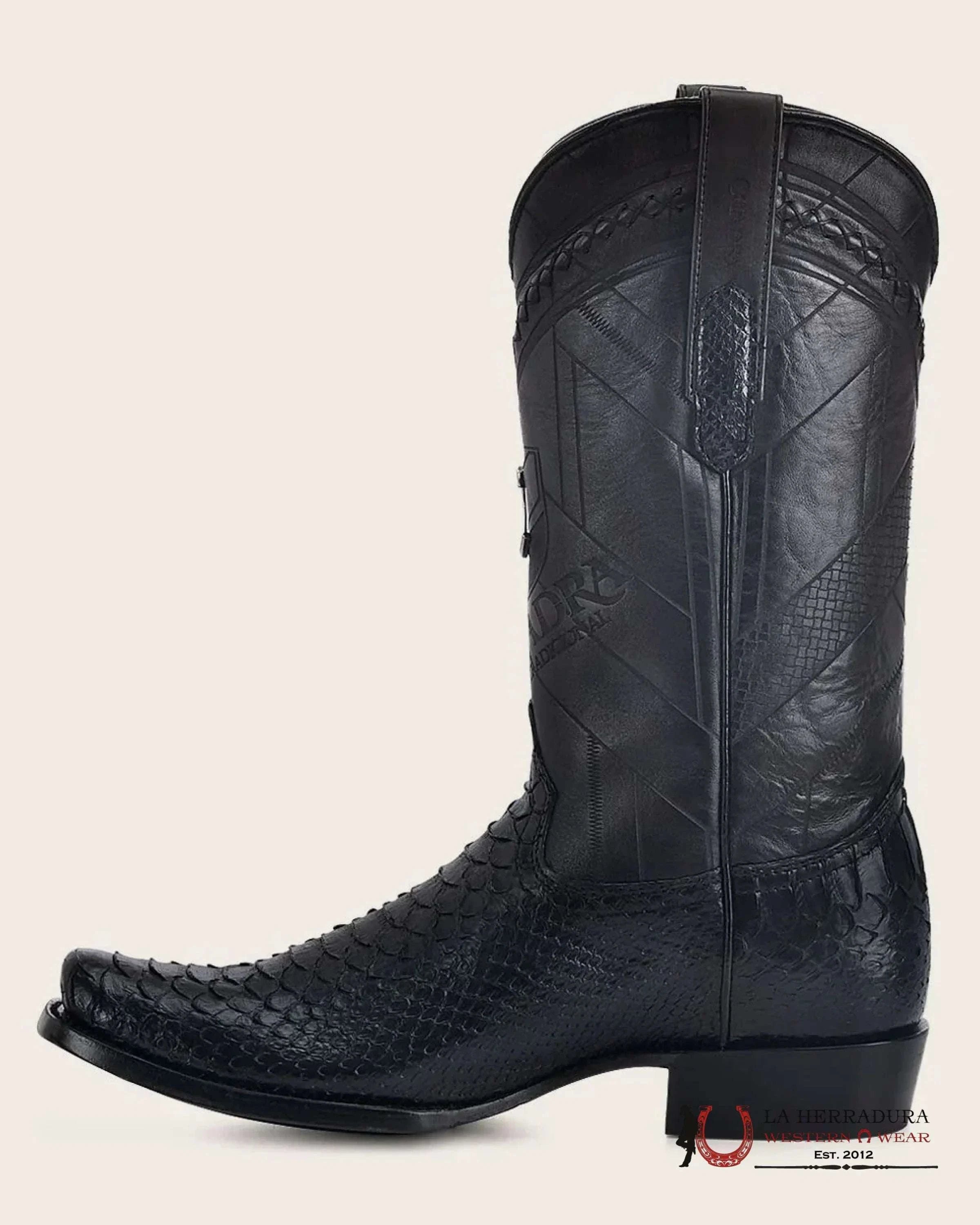 CUADRA BOOTS PITON BACK LISBOA BLUE LASER & WOVEN NARROW SQUARE TOE BOTAS HOMBRES