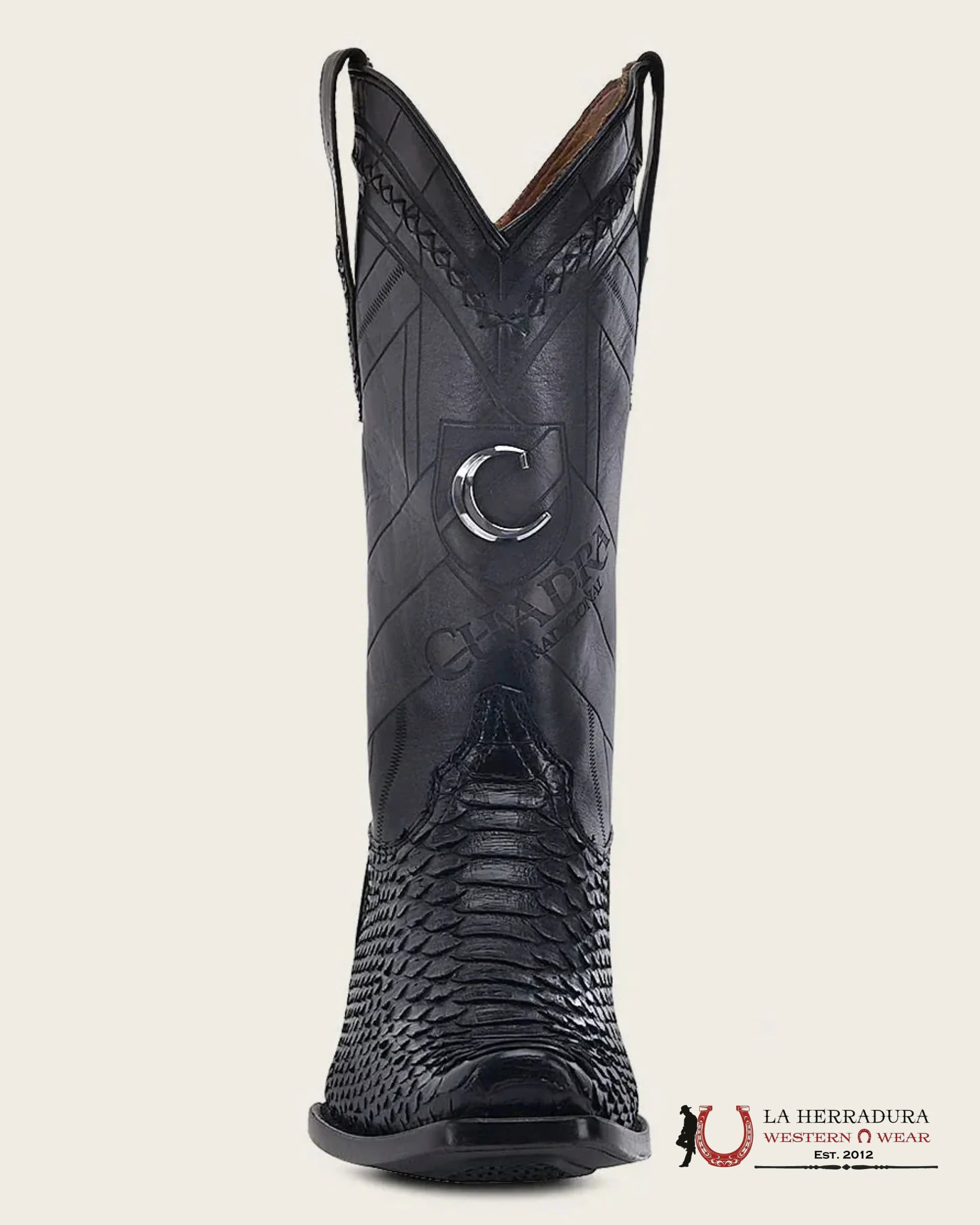 CUADRA BOOTS PITON BACK LISBOA BLUE LASER & WOVEN NARROW SQUARE TOE BOTAS HOMBRES