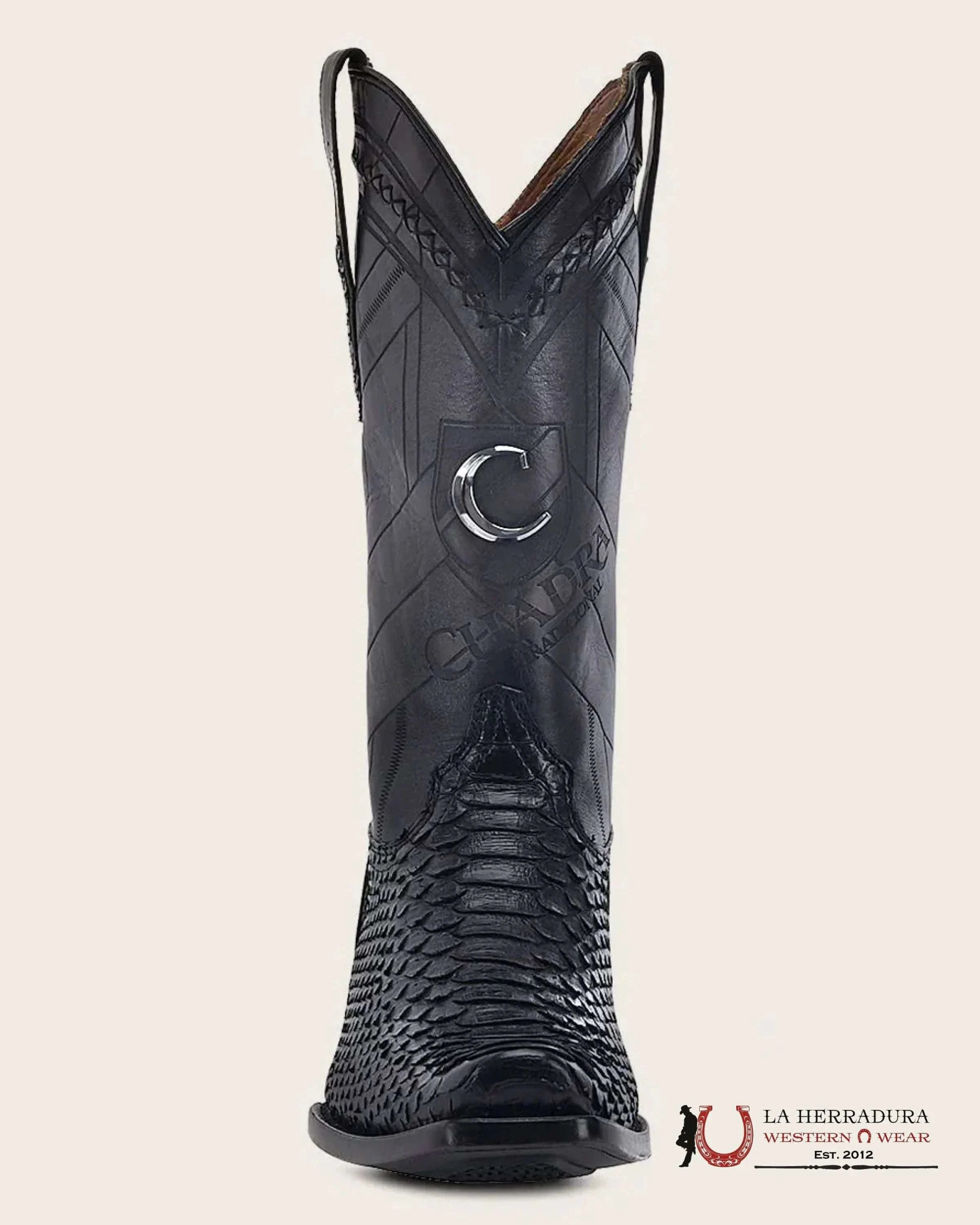CUADRA BOOTS PITON BACK LISBOA BLUE LASER & WOVEN NARROW SQUARE TOE BOTAS HOMBRES