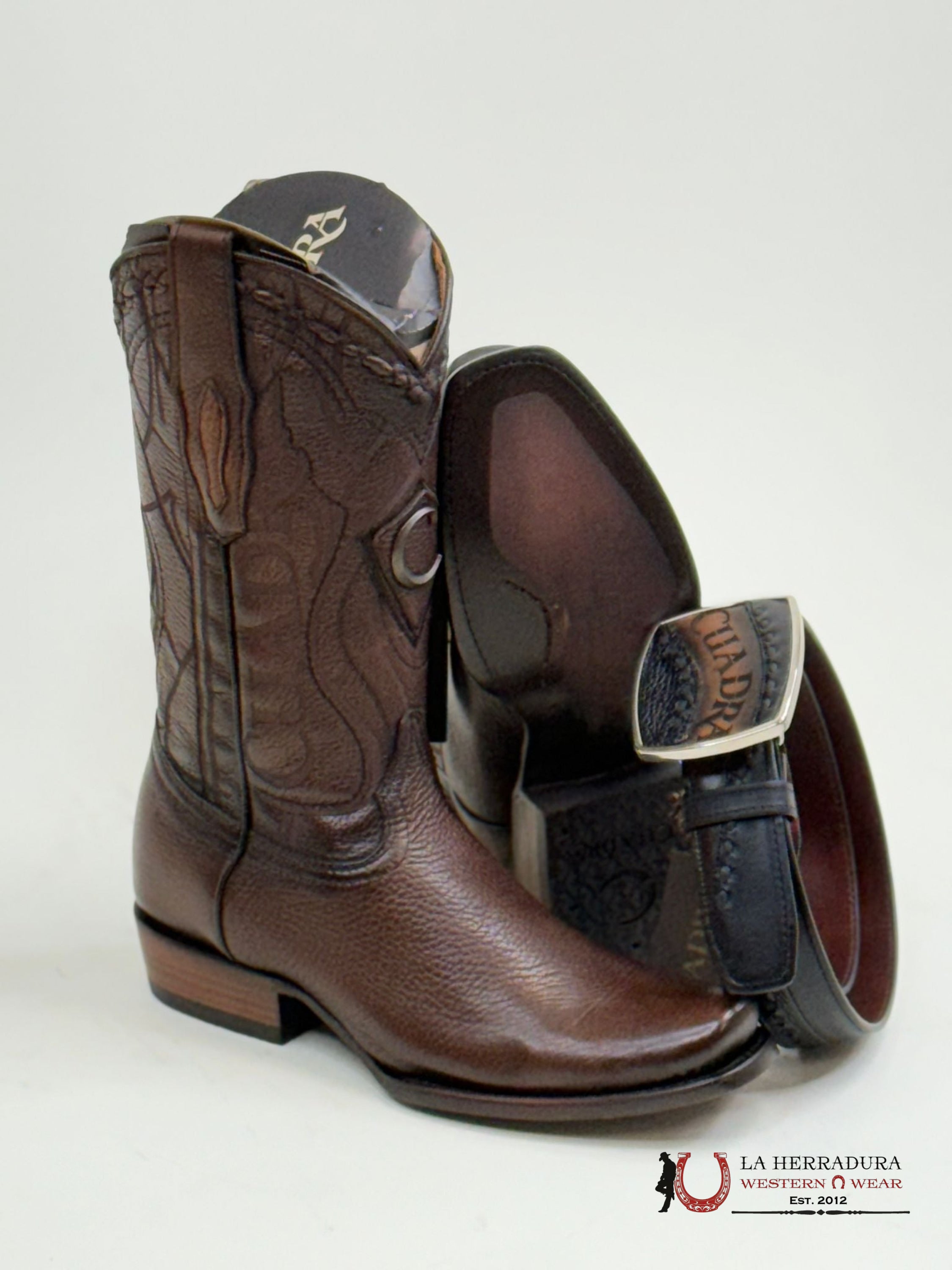 Cuadra Boots Deer Venado Brown Italiano Semi Square Toe Cu801 Botas Hombres