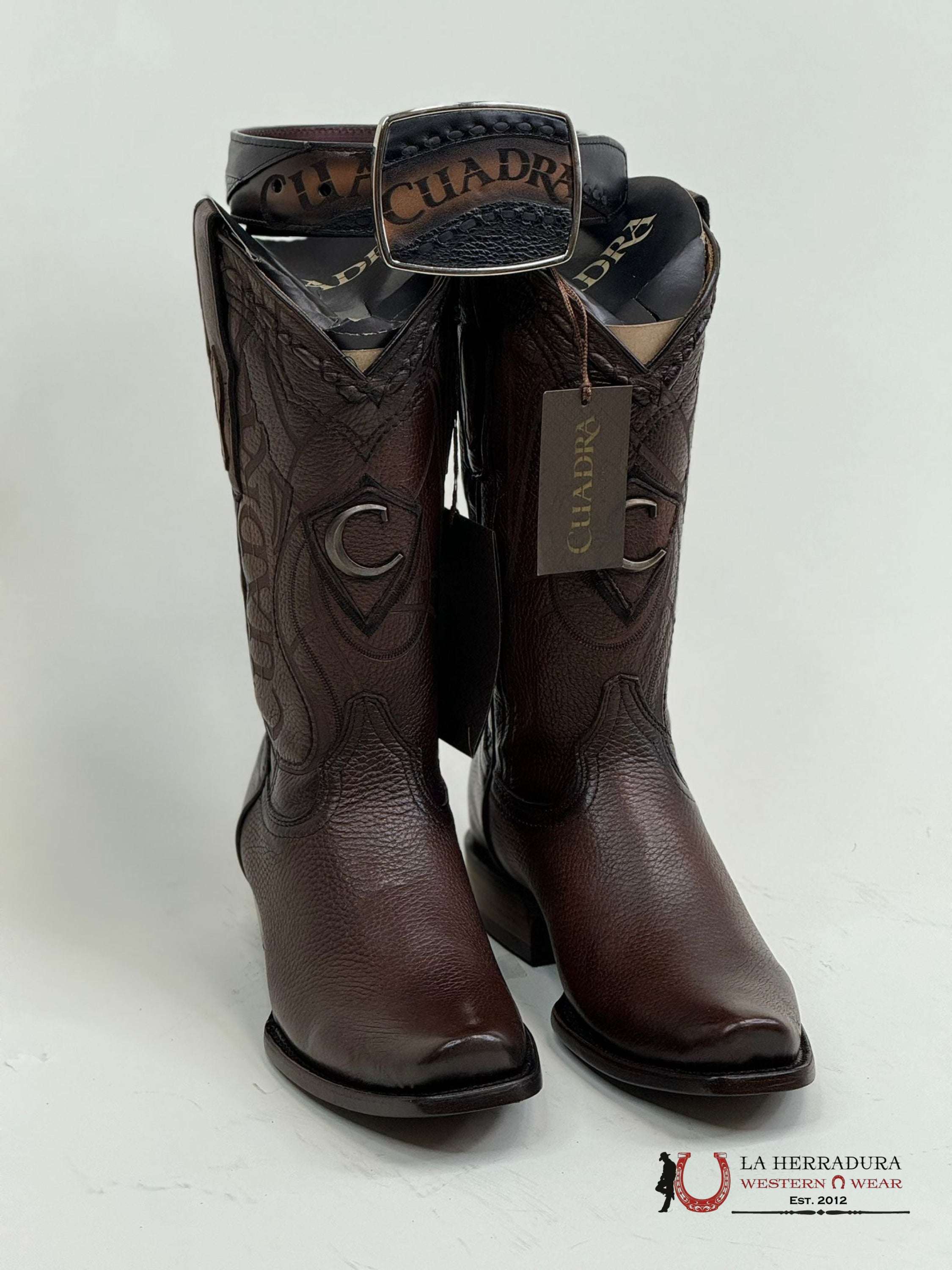 Cuadra Boots Deer Venado Brown Italiano Semi Square Toe Cu801 Botas Hombres