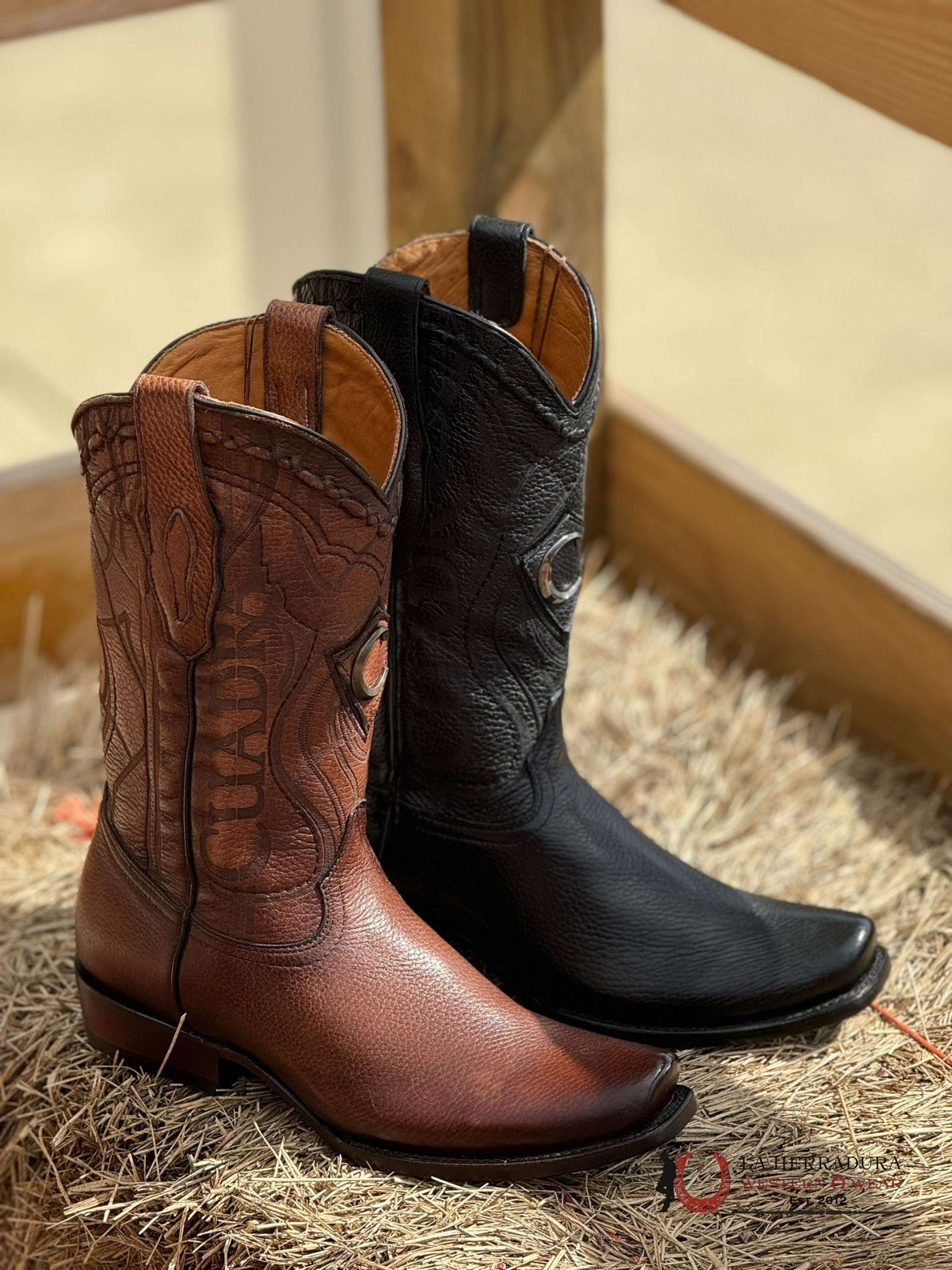 Cuadra Boots Deer Venado Brown Italiano Semi Square Toe Cu801 Botas Hombres