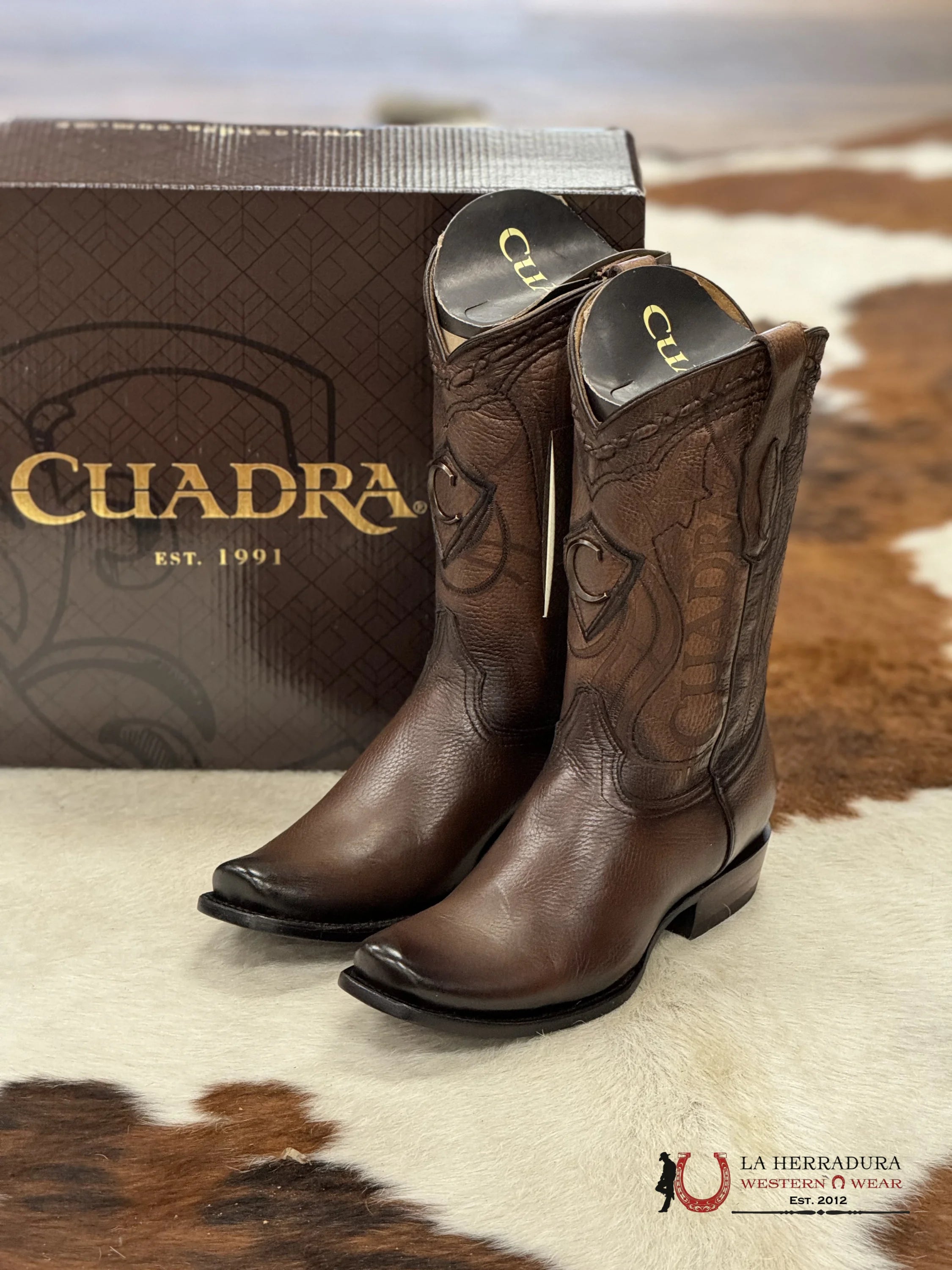 Cuadra Boots Deer Venado Brown Italiano Semi Square Toe Cu801 Botas Hombres