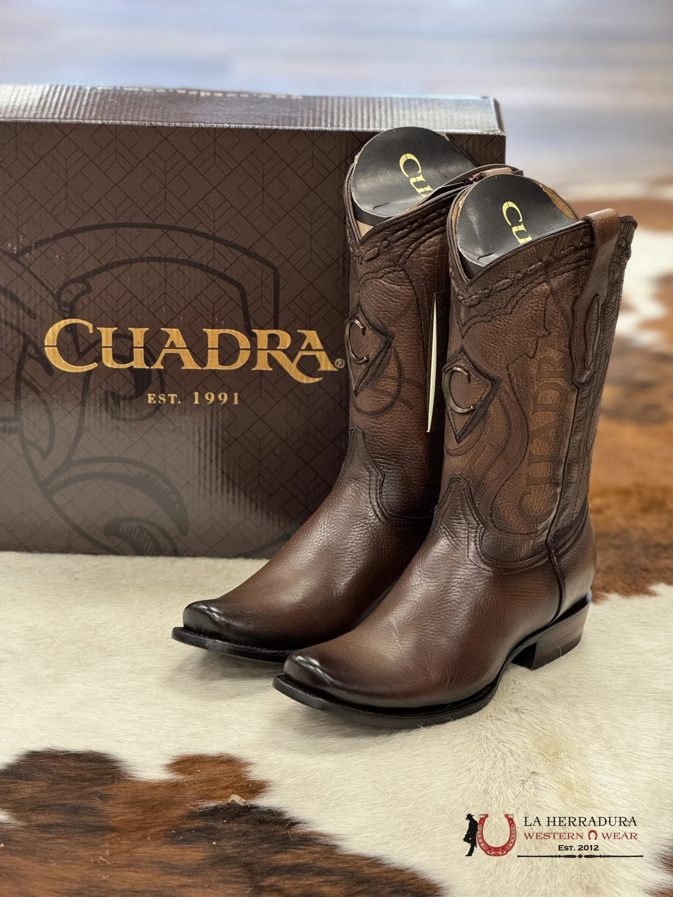 Cuadra Boots Deer Venado Brown Italiano Semi Square Toe Cu801 Botas Hombres