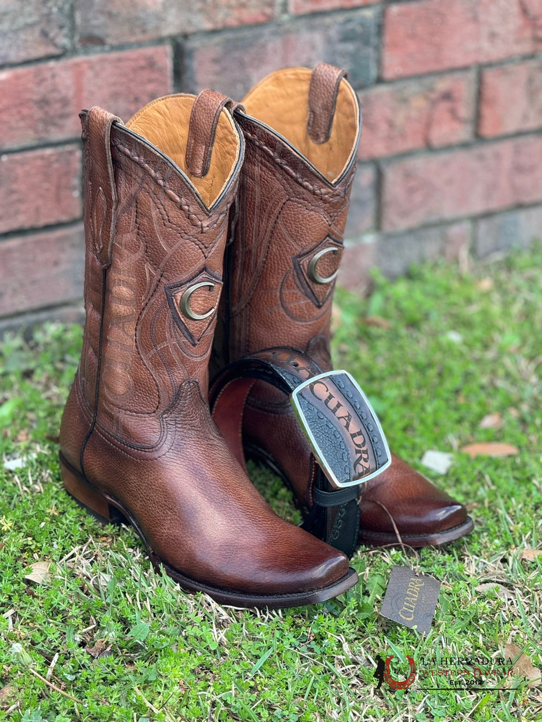 Cuadra Boots Deer Venado Brown Italiano Semi Square Toe Cu801 Botas Hombres