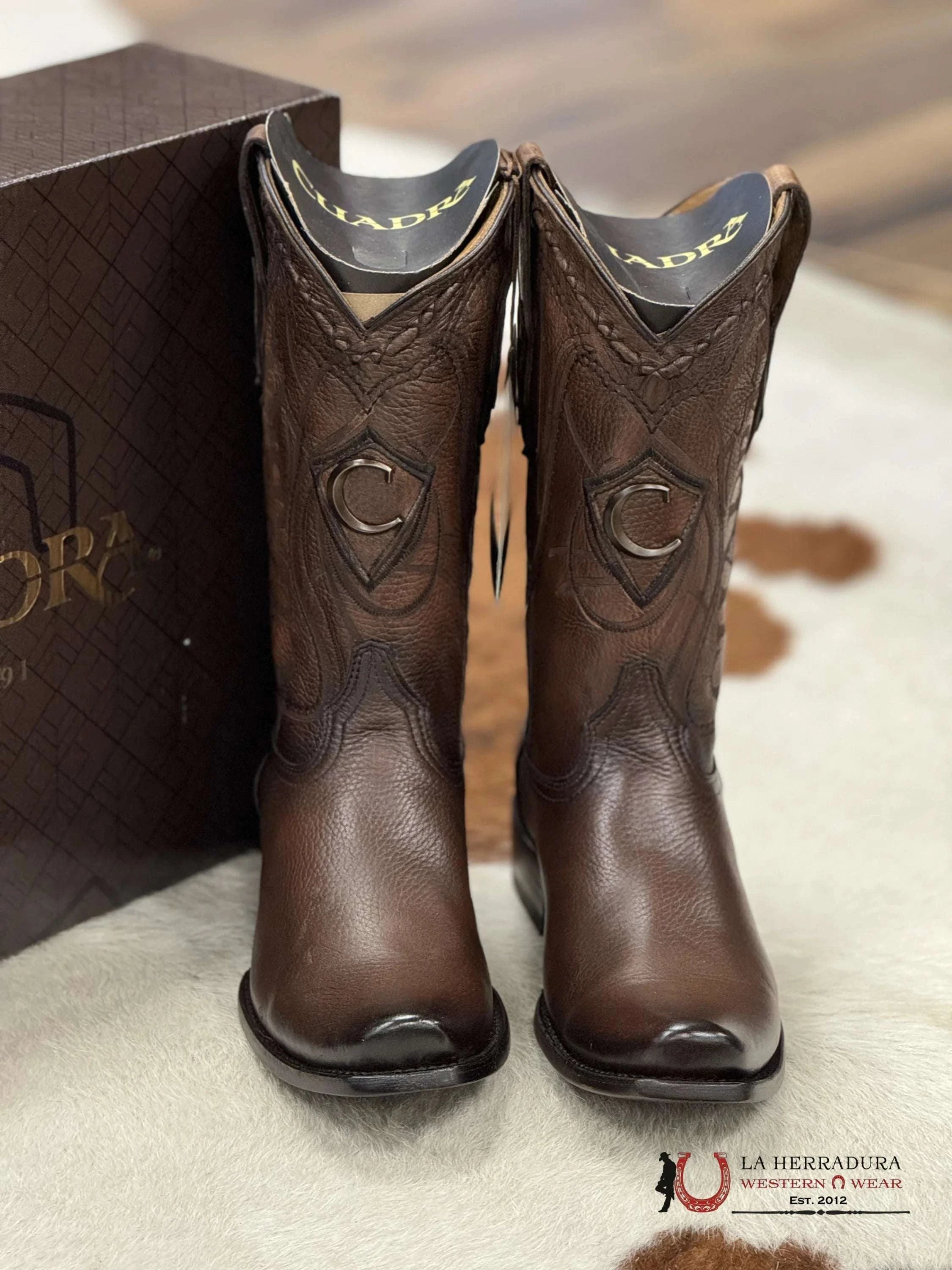 Cuadra Boots Deer Venado Brown Italiano Semi Square Toe Cu801 Botas Hombres