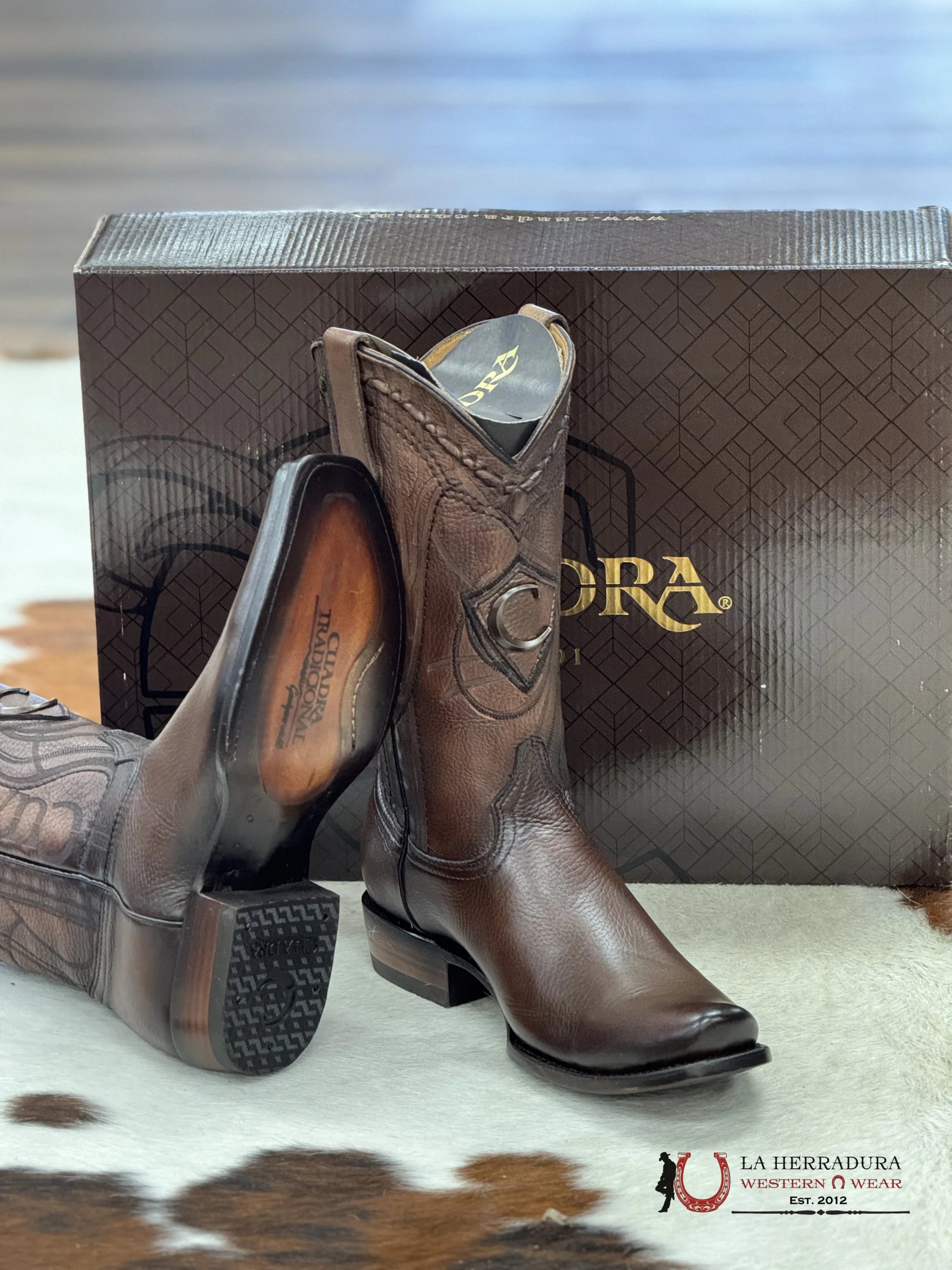 Cuadra Boots Deer Venado Brown Italiano Semi Square Toe Cu801 Botas Hombres