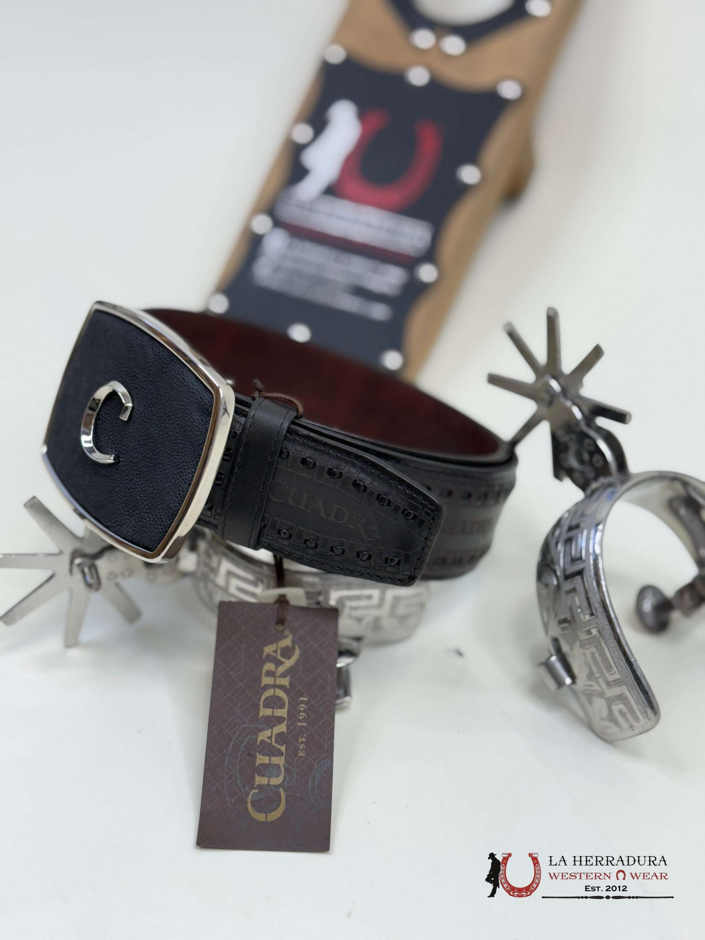 Cuadra Elefante Laser/Wov Black Belt Cinturones Hombres