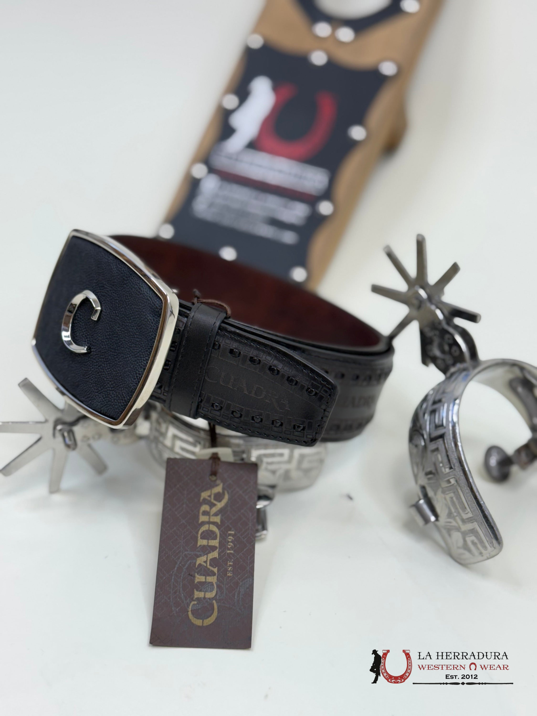 Cuadra Elefante Laser/Wov Black Belt Cinturones Hombres