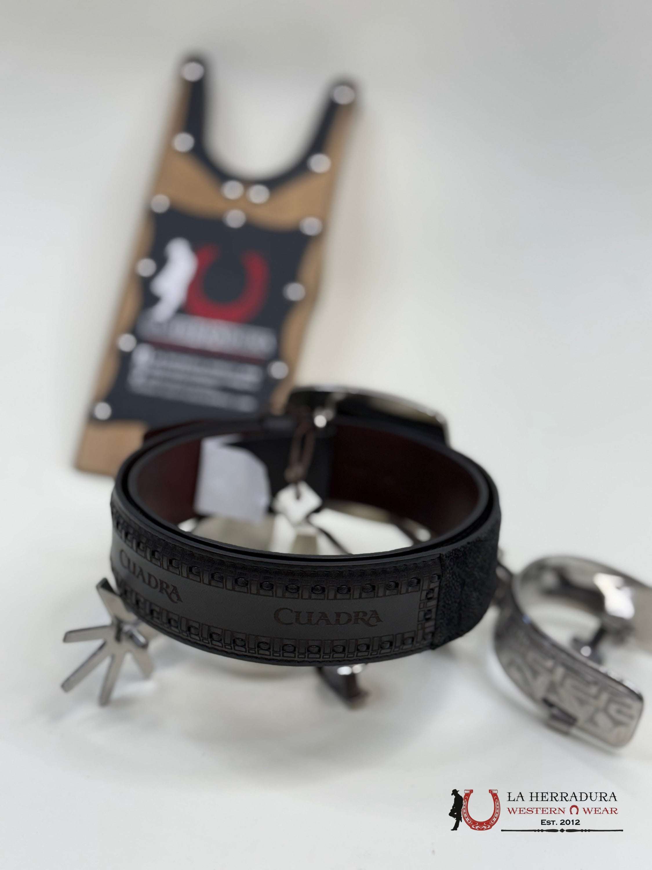 Cuadra Elefante Laser/Wov Black Belt Cinturones Hombres