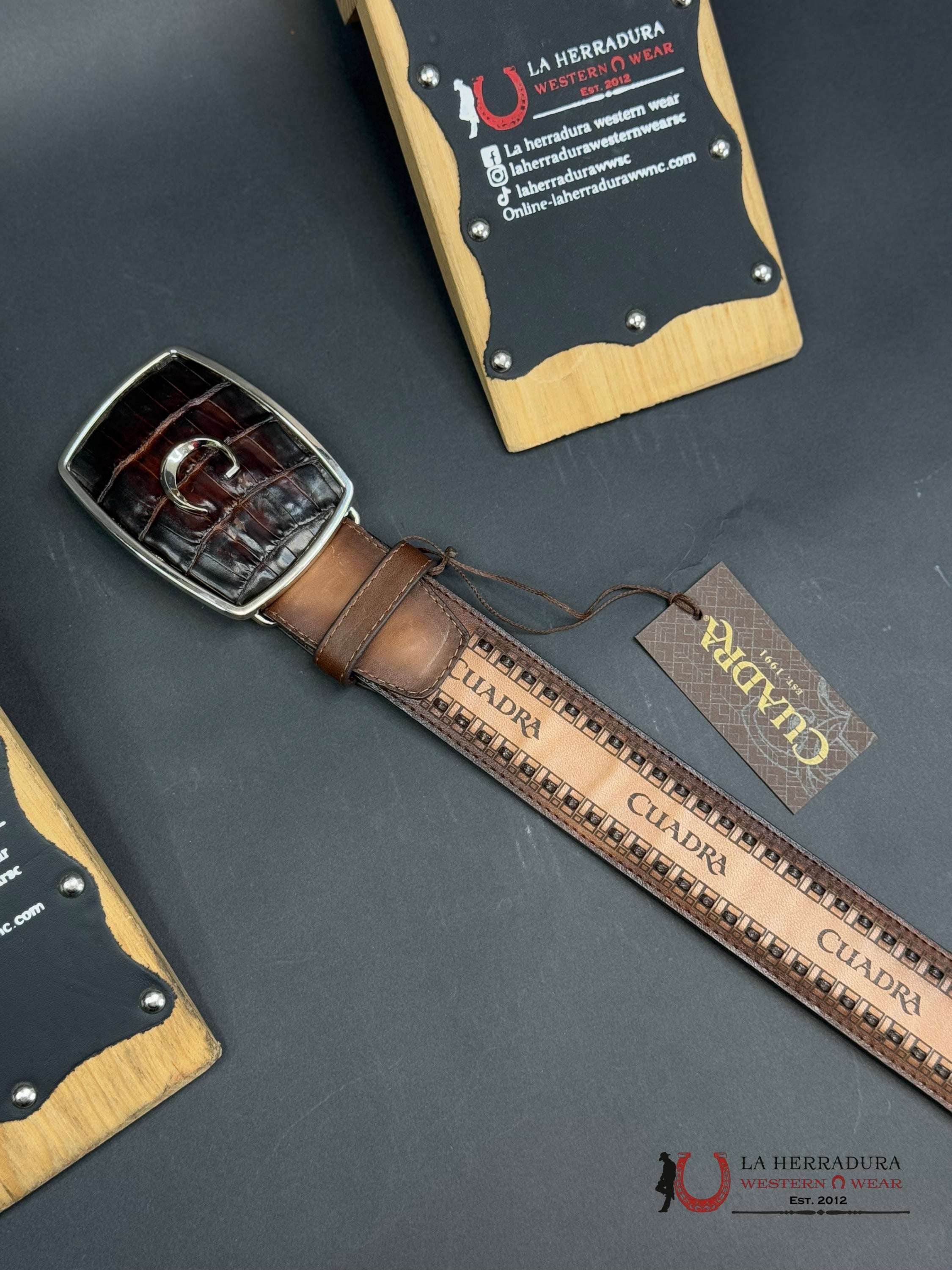 Cuadra Fuscus Belly Honey Caiman Belt Bc171 Cinturones Hombres
