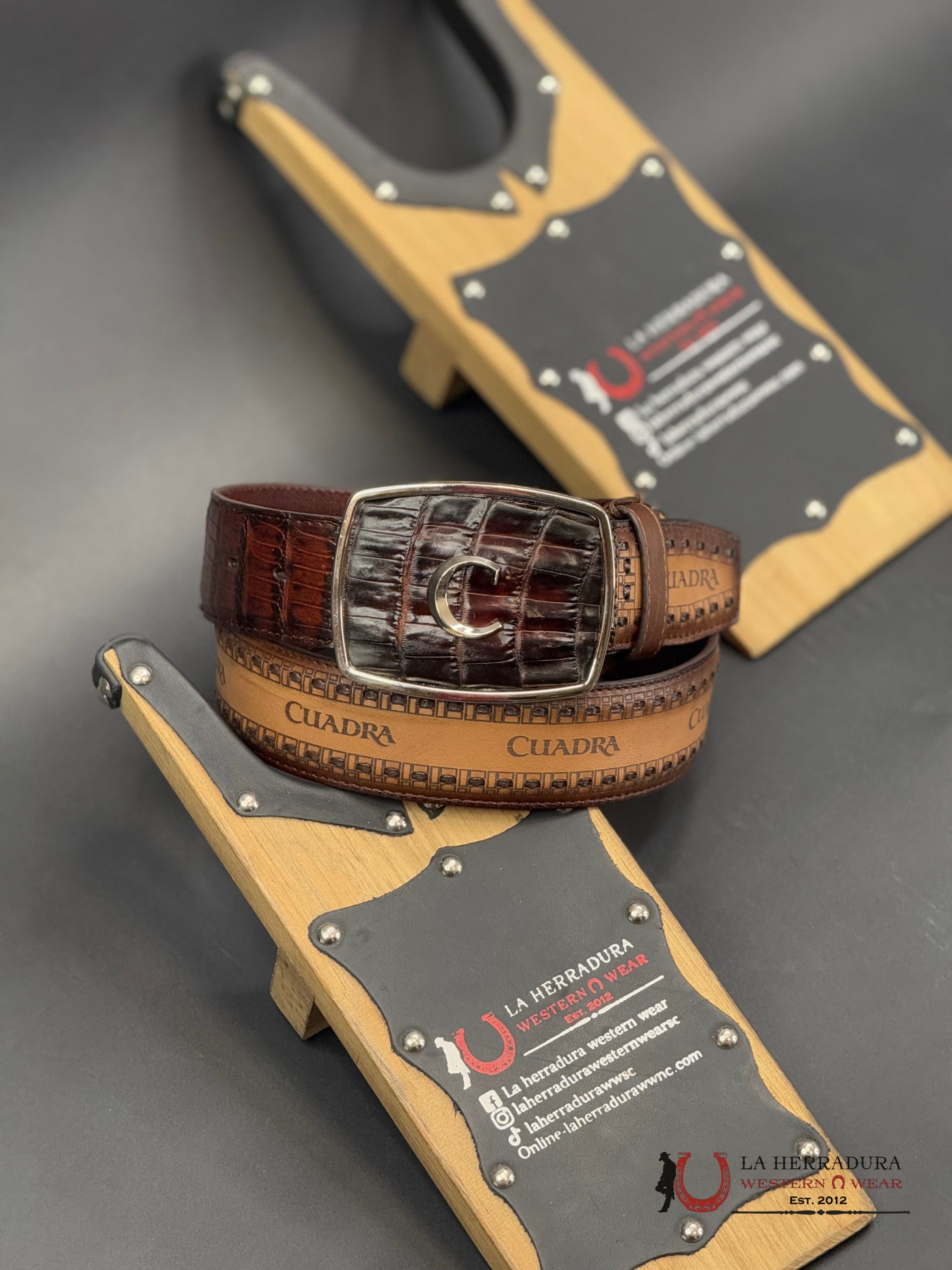 Cuadra Fuscus Belly Honey Caiman Belt Bc171 Cinturones Hombres