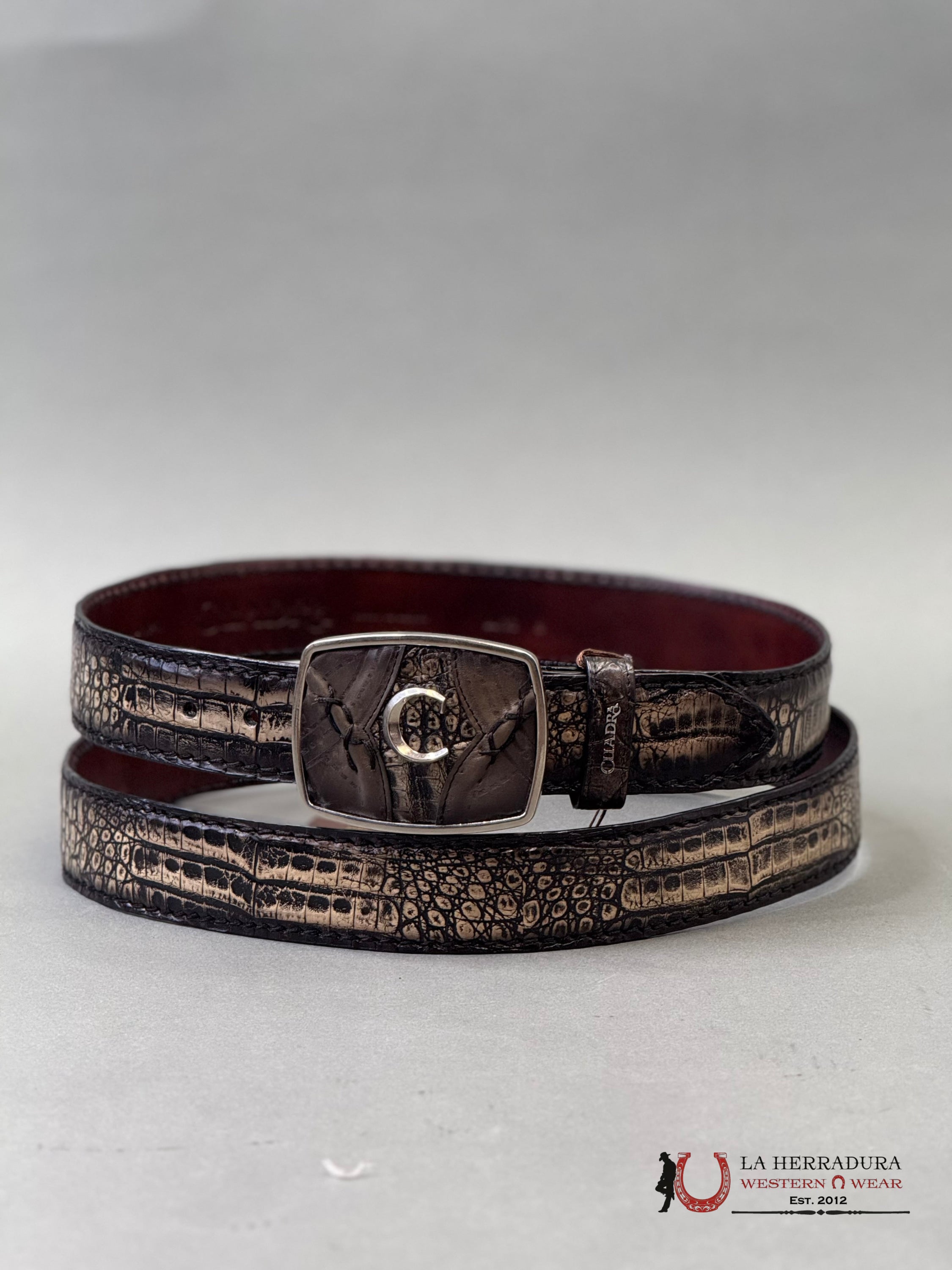 CUADRA FUSCUS BELLY LOMO ATLANTIS NEGRO BROWN BELT CINTURONES HOMBRES