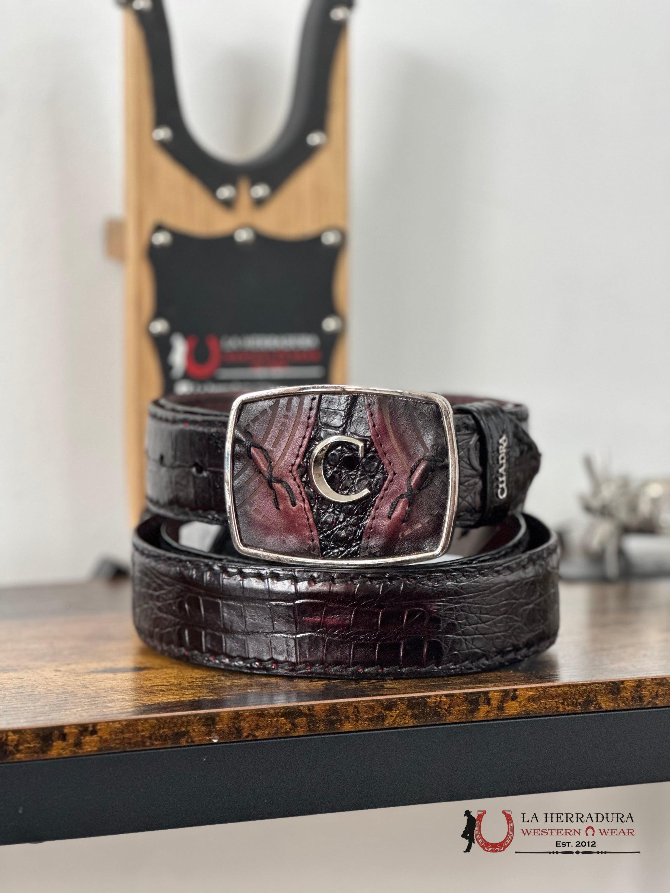 Cuadra Fuscus Lomo Belly Complete Black Cherry Belt Cinturones Hombres