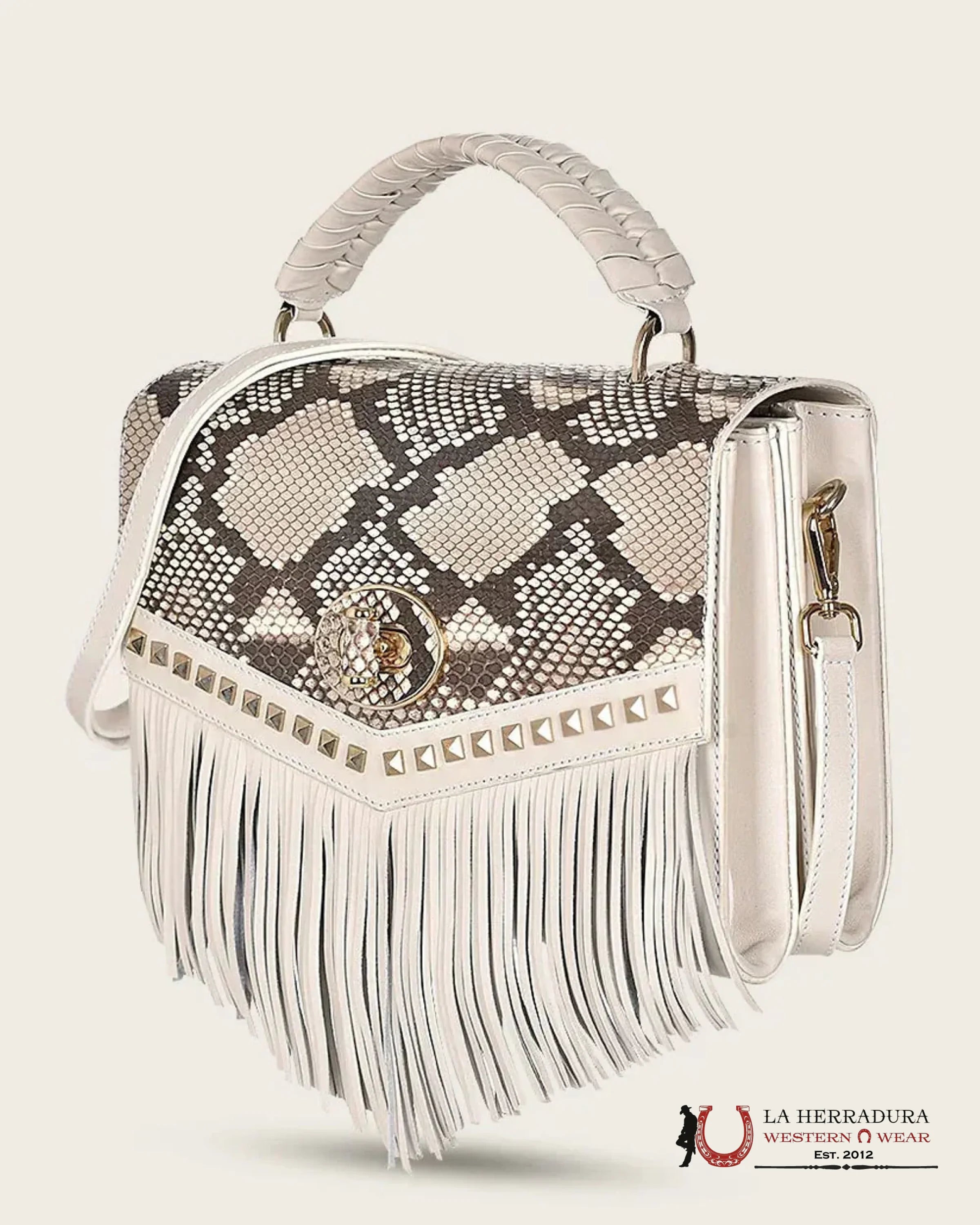 Cuadra Hand Bag Python Plunge Natural Stud Ropa Mujeres