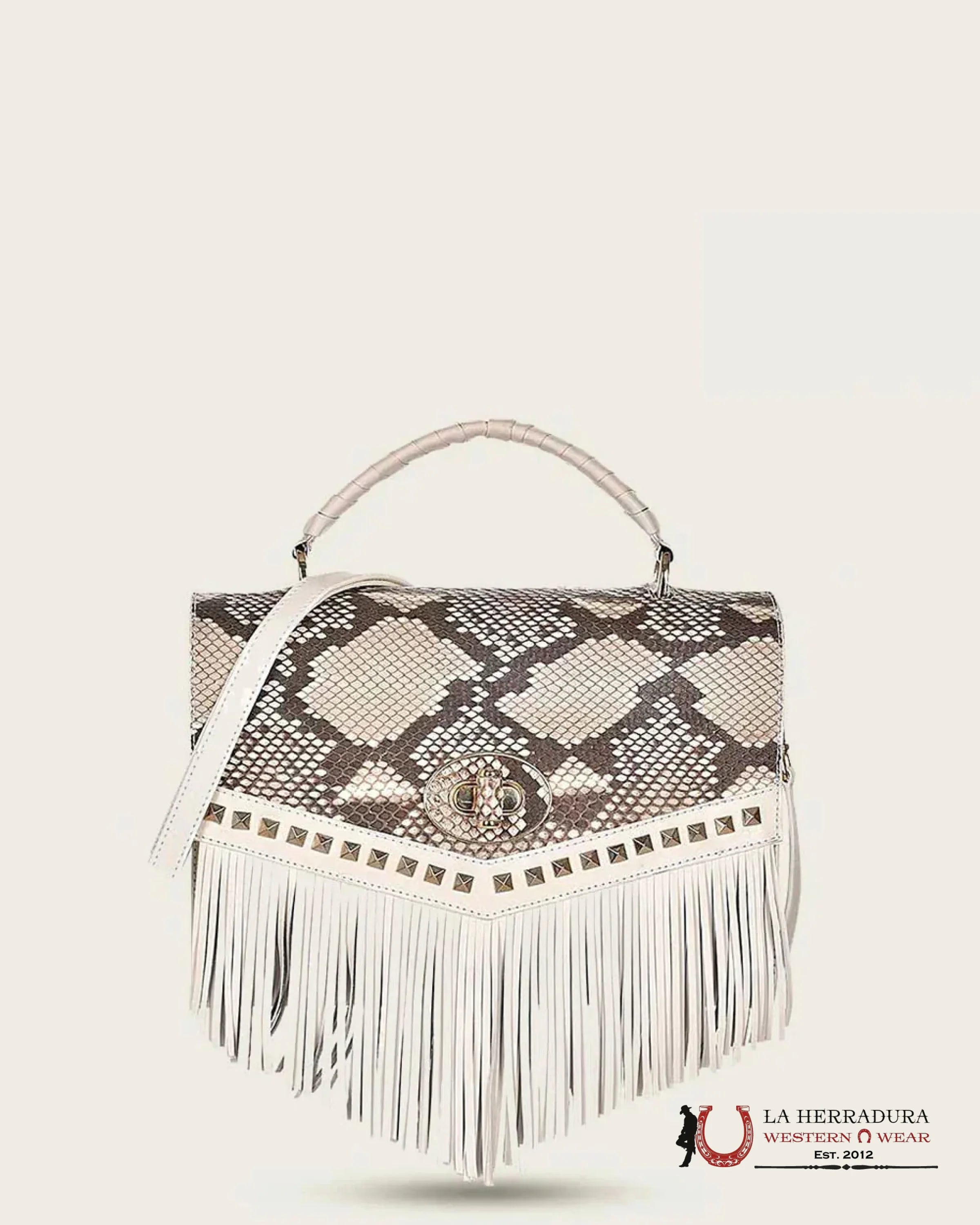 Cuadra Hand Bag Python Plunge Natural Stud Ropa Mujeres