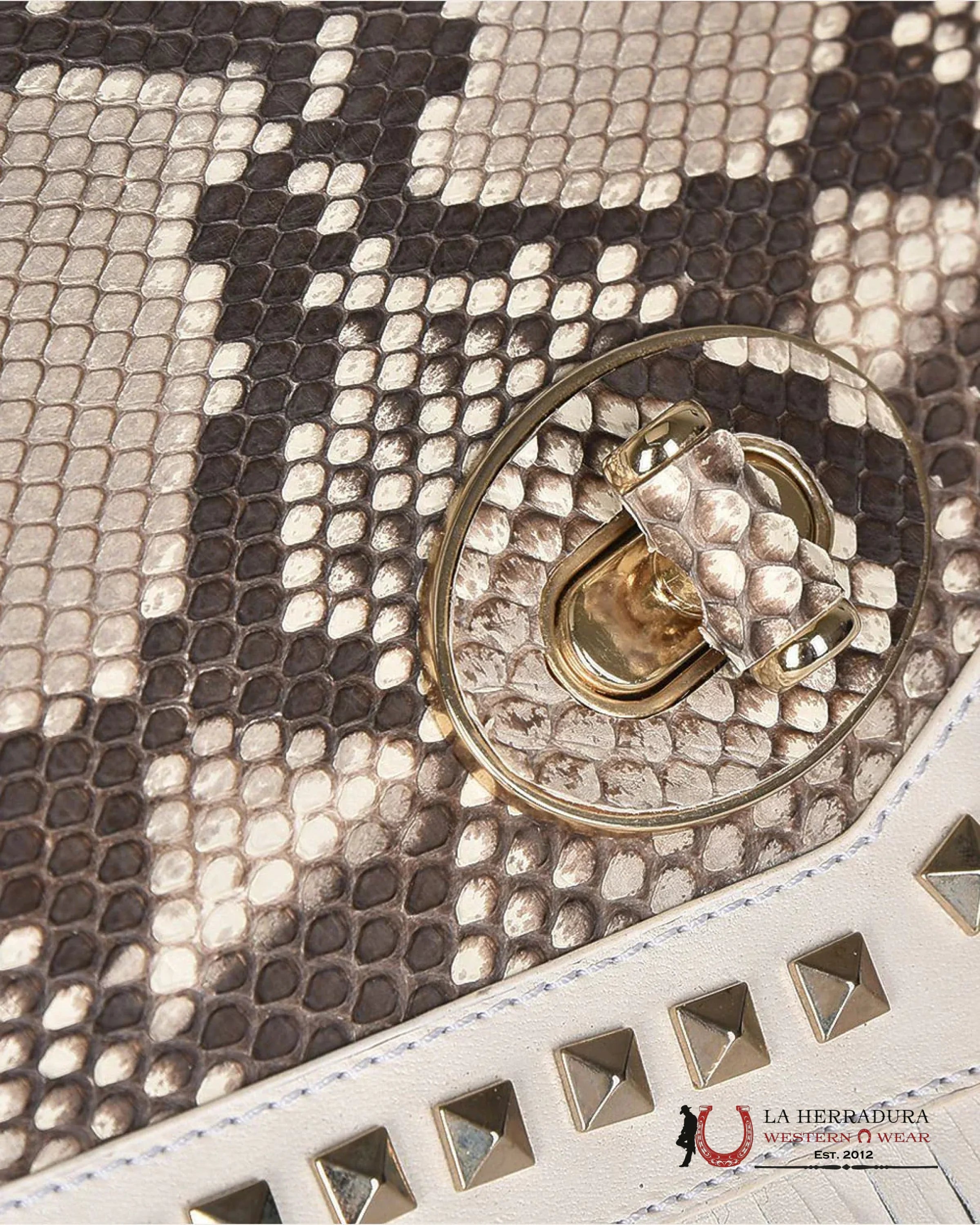 Cuadra Hand Bag Python Plunge Natural Stud Ropa Mujeres