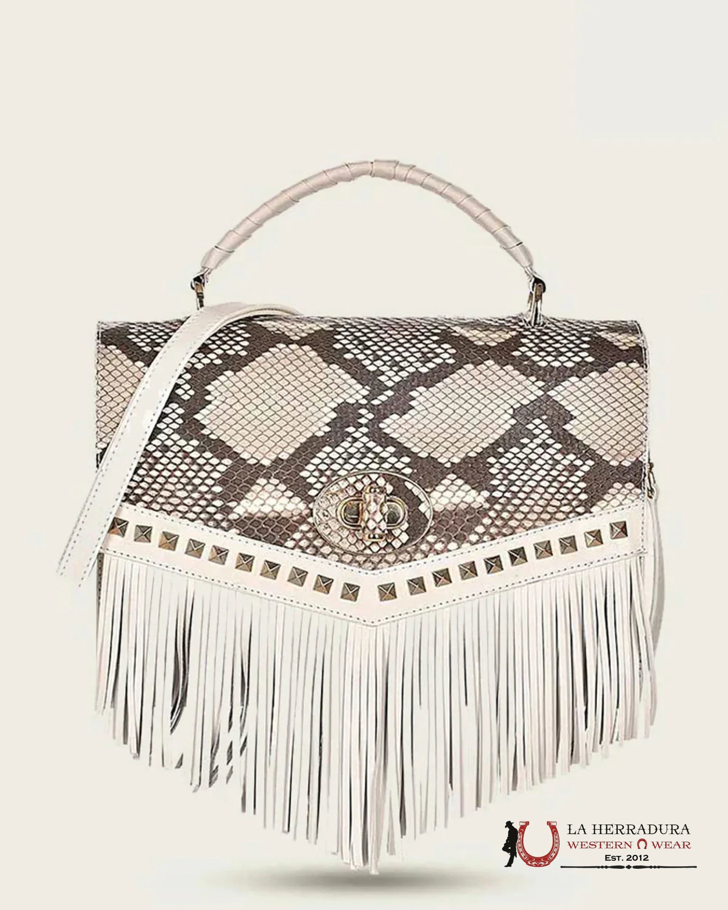 Cuadra Hand Bag Python Plunge Natural Stud Ropa Mujeres