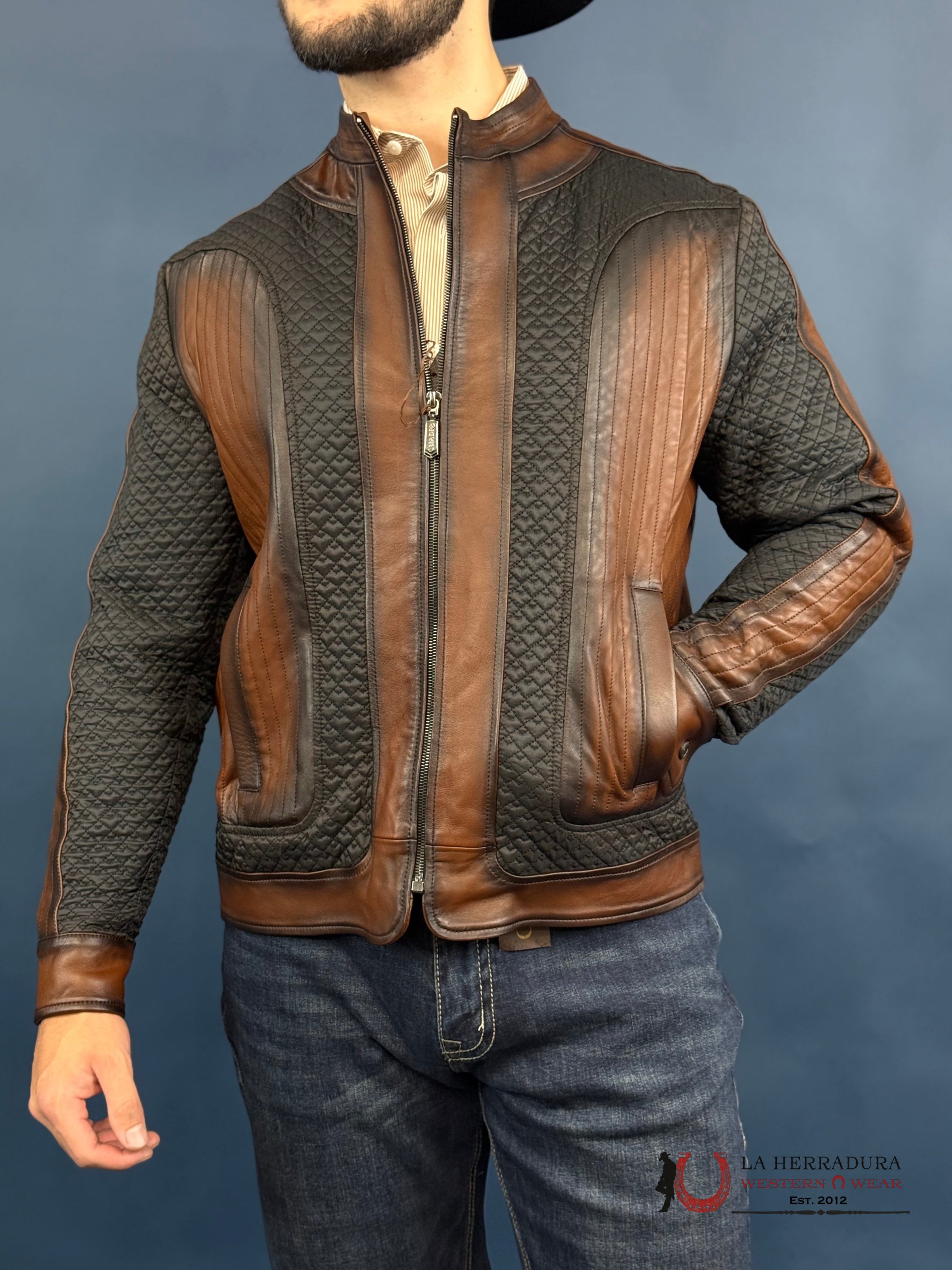 Cuadra Hand-Shaded Cordero Vic Flor Zipper Ropa Hombres