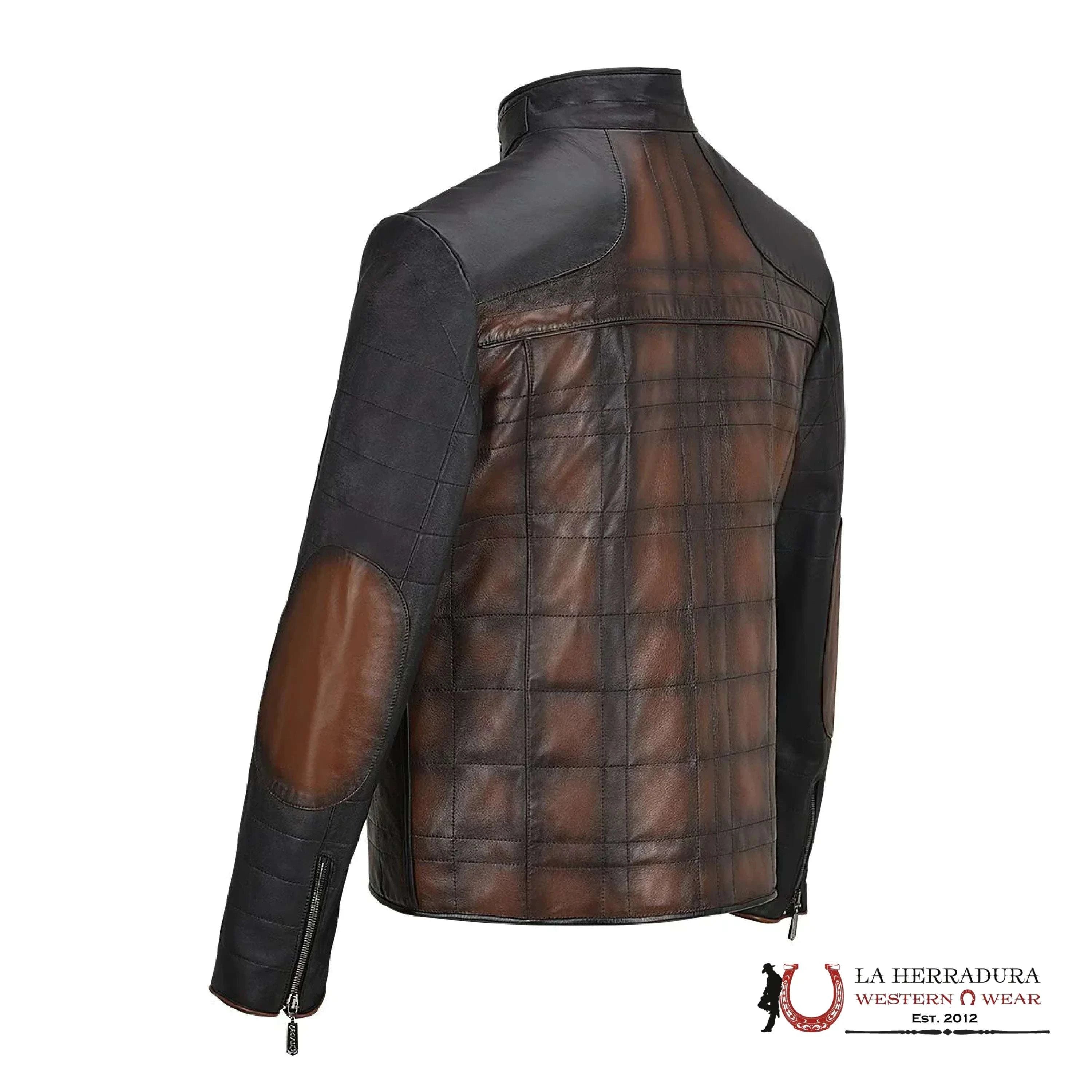 Cuadra Hand-Shaded Finish Brown Leather Jacket Ropa Hombres