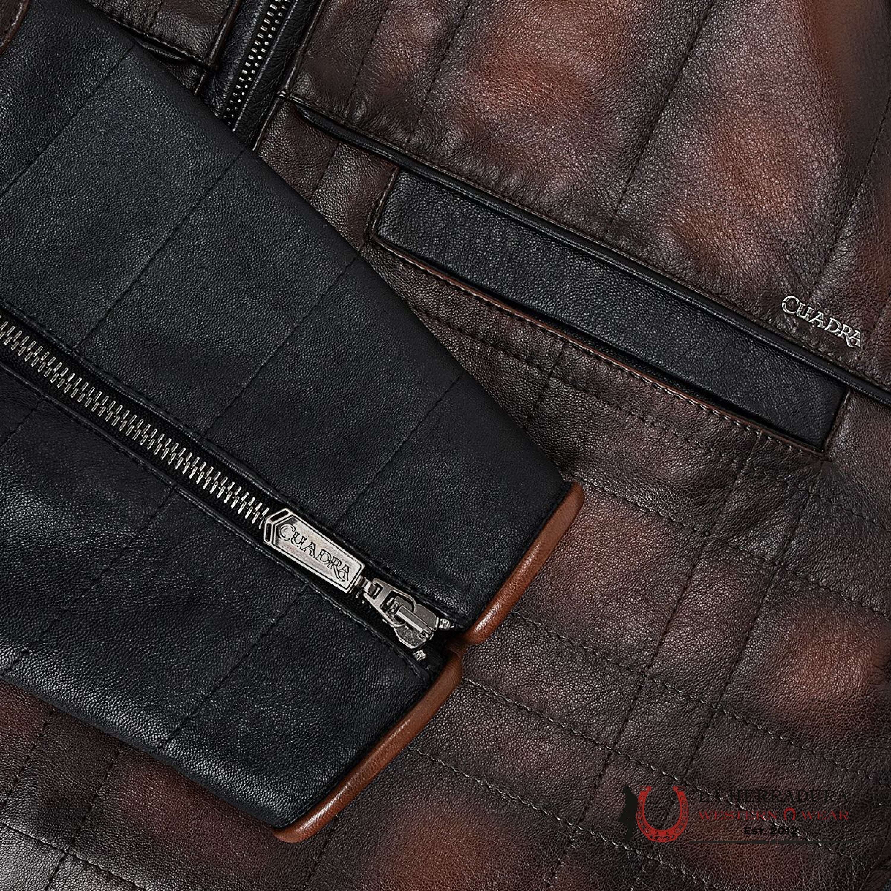 Cuadra Hand-Shaded Finish Brown Leather Jacket Ropa Hombres