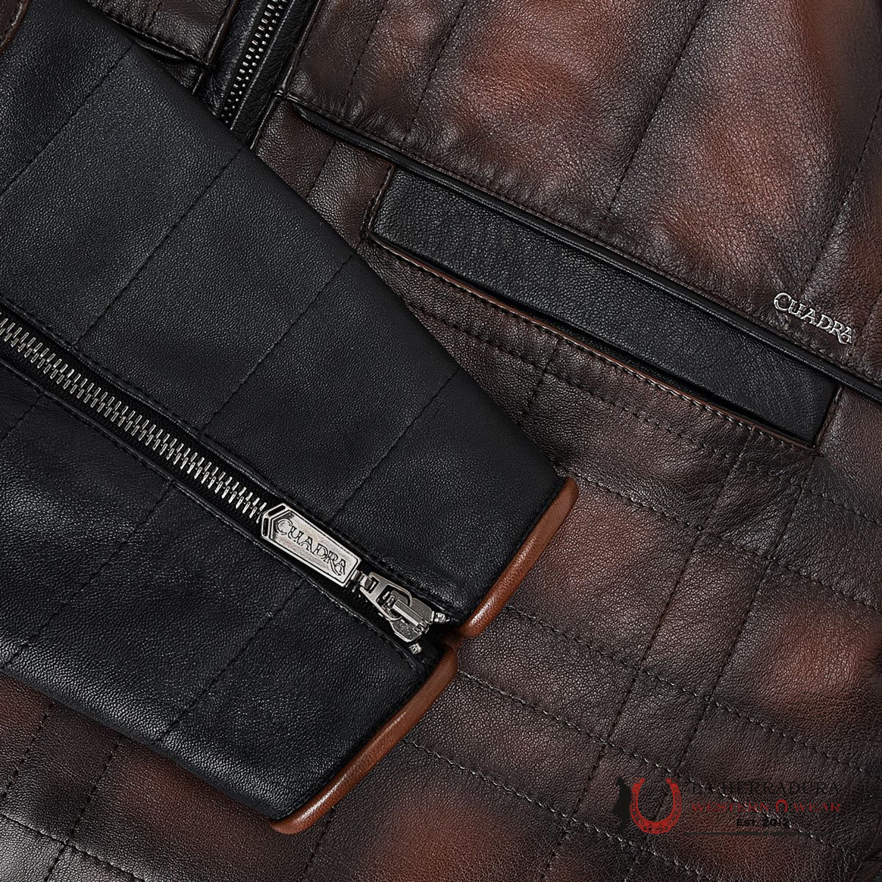 Cuadra Hand-Shaded Finish Brown Leather Jacket Ropa Hombres