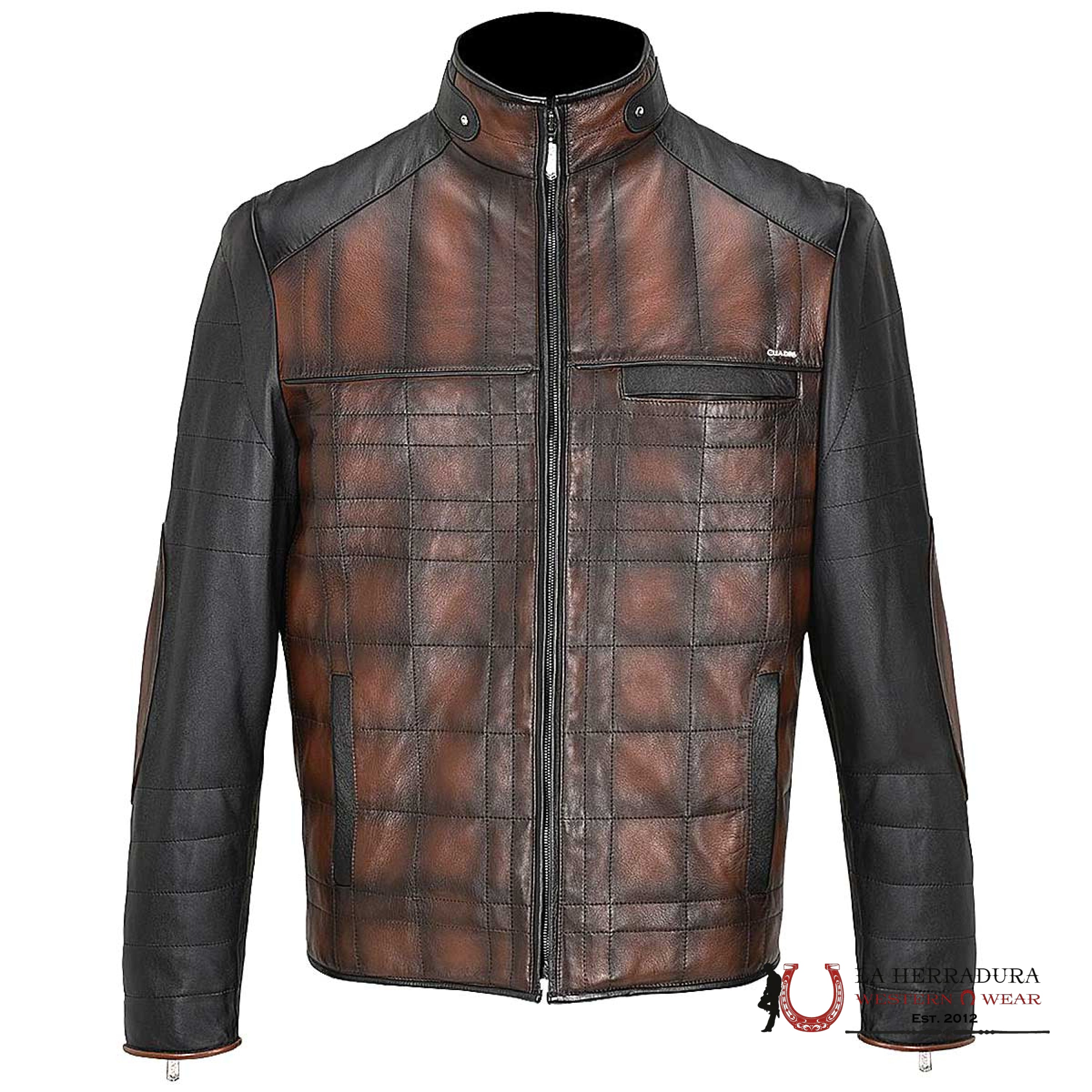 Cuadra Hand-Shaded Finish Brown Leather Jacket Ropa Hombres