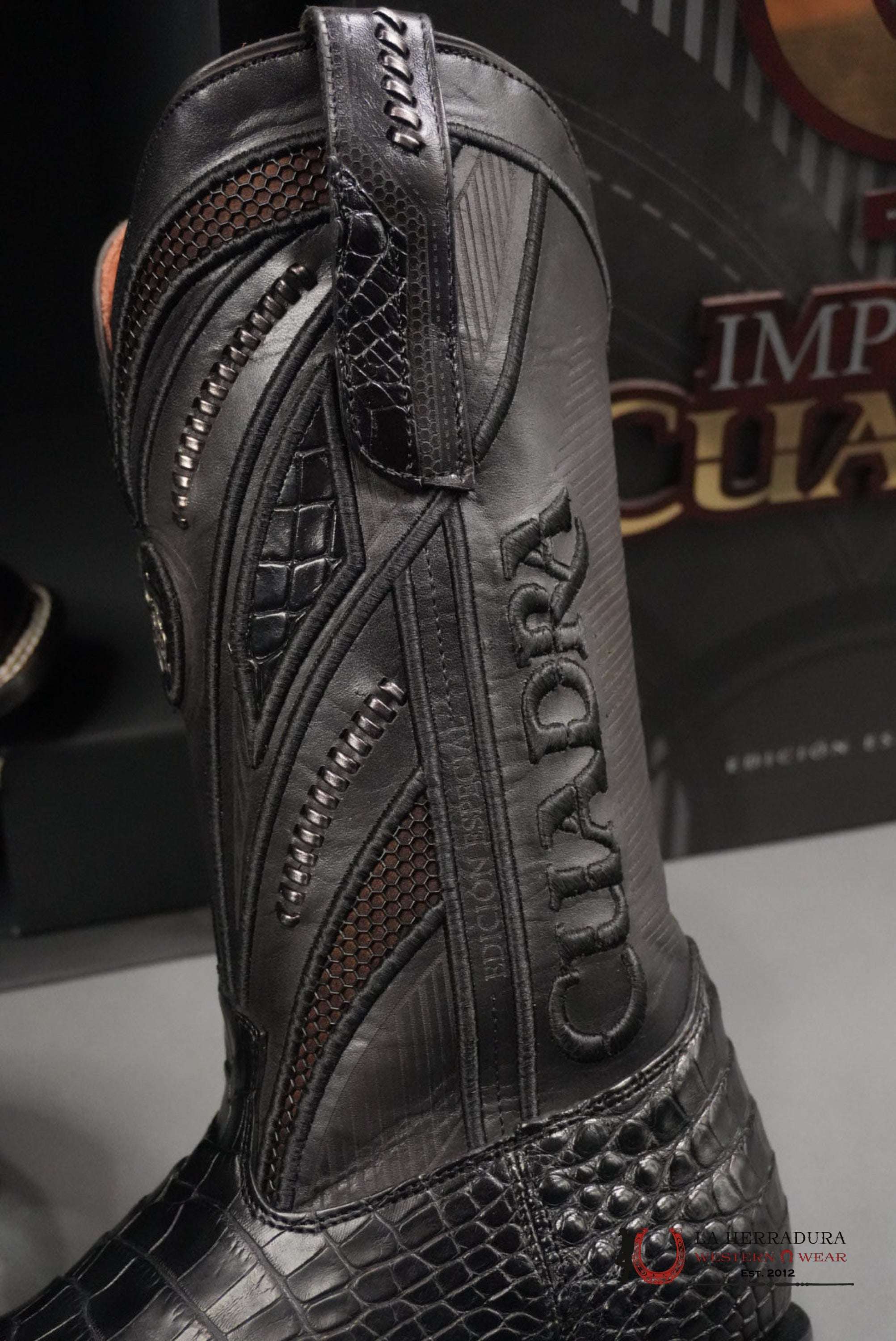 CUADRA IMPERIO BOOTS ALIGATOR/CAIMAN LIMITED EDITION BLACK SQUARE TOE (EE) BOTAS HOMBRES