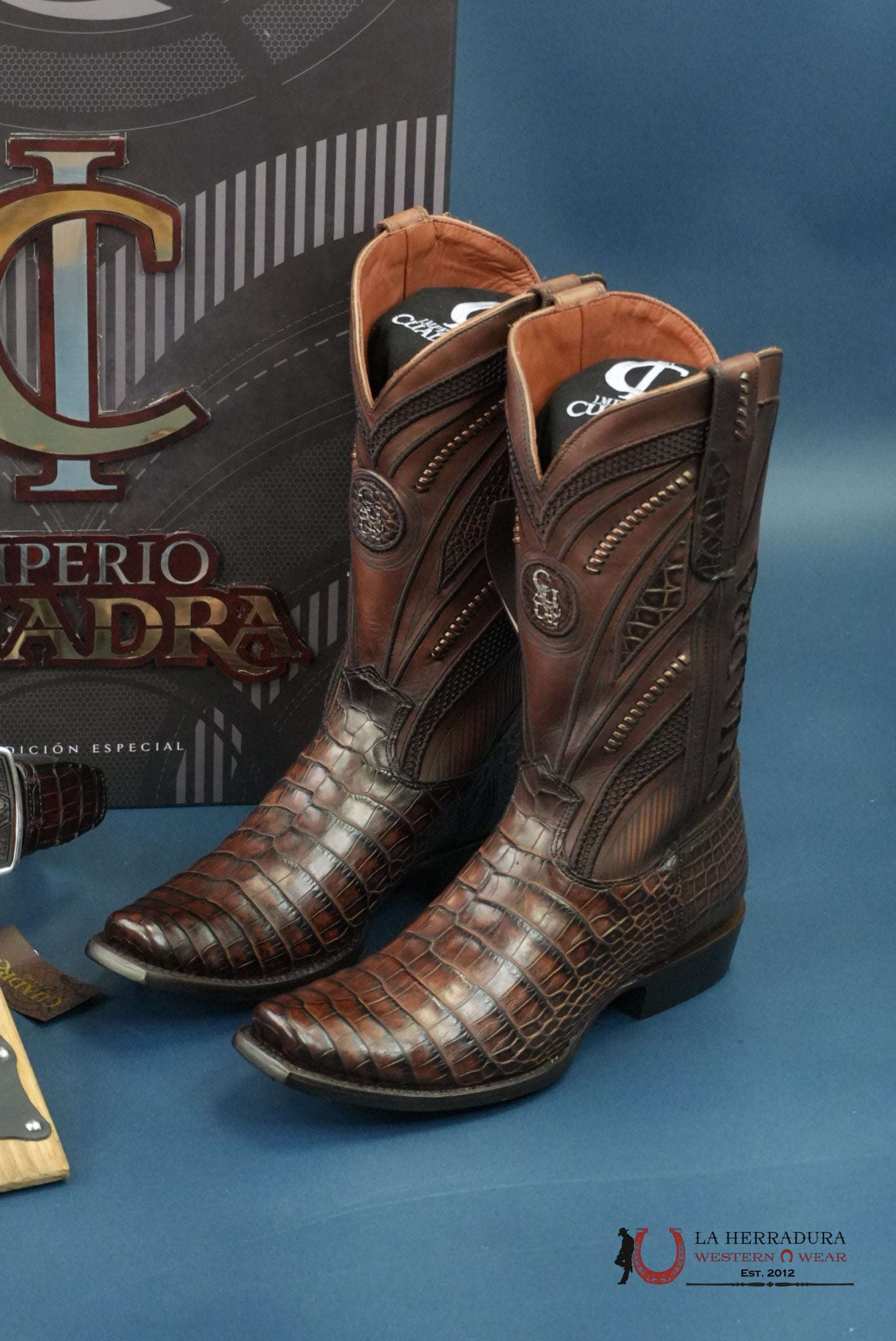 CUADRA IMPERIO BOOTS ALLIGATOR LIMITED EDTION MOKA NARROW SQUARE TOE BOTAS HOMBRES