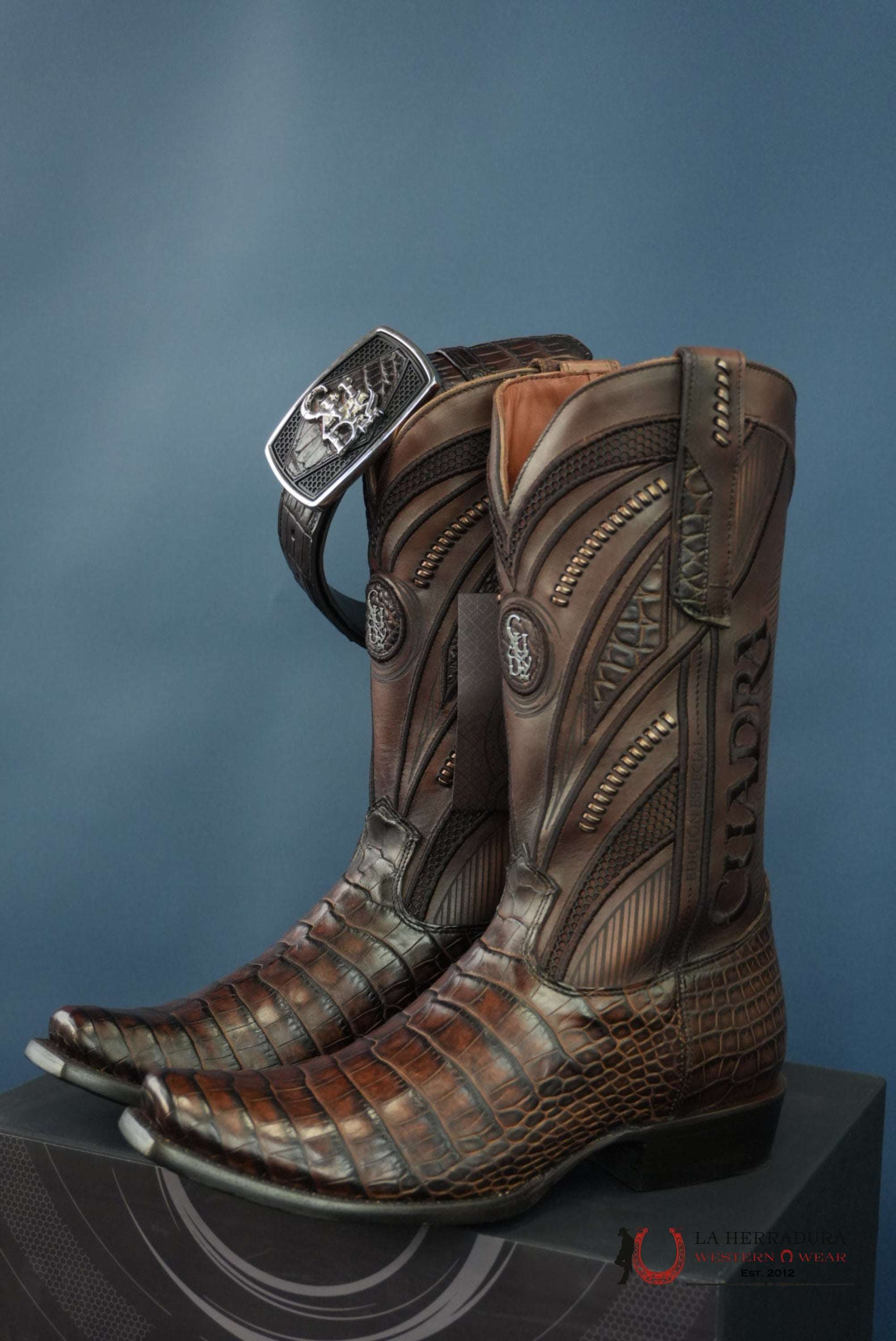 CUADRA IMPERIO BOOTS ALLIGATOR LIMITED EDTION MOKA NARROW SQUARE TOE BOTAS HOMBRES