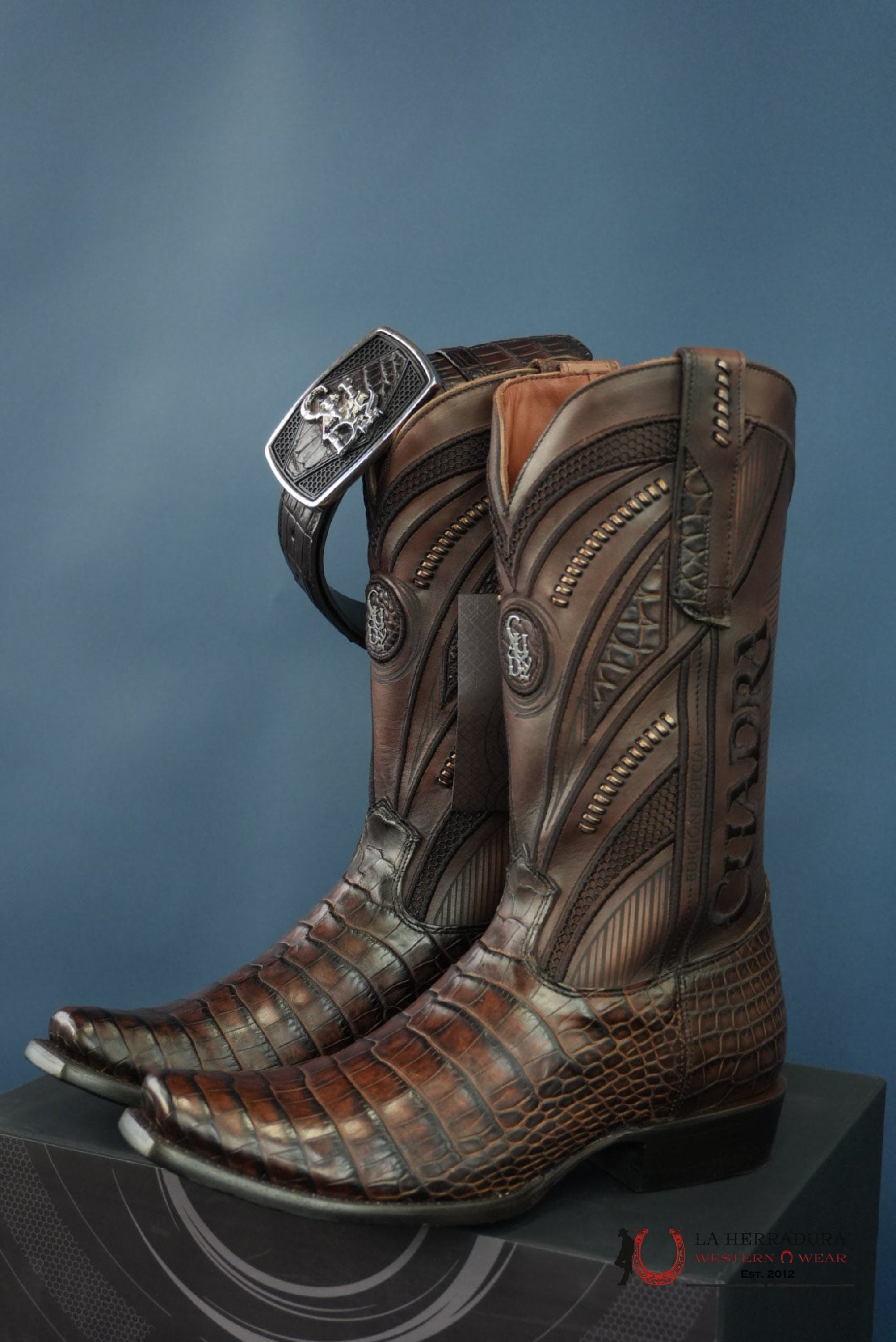 CUADRA IMPERIO BOOTS ALLIGATOR LIMITED EDTION MOKA NARROW SQUARE TOE BOTAS HOMBRES