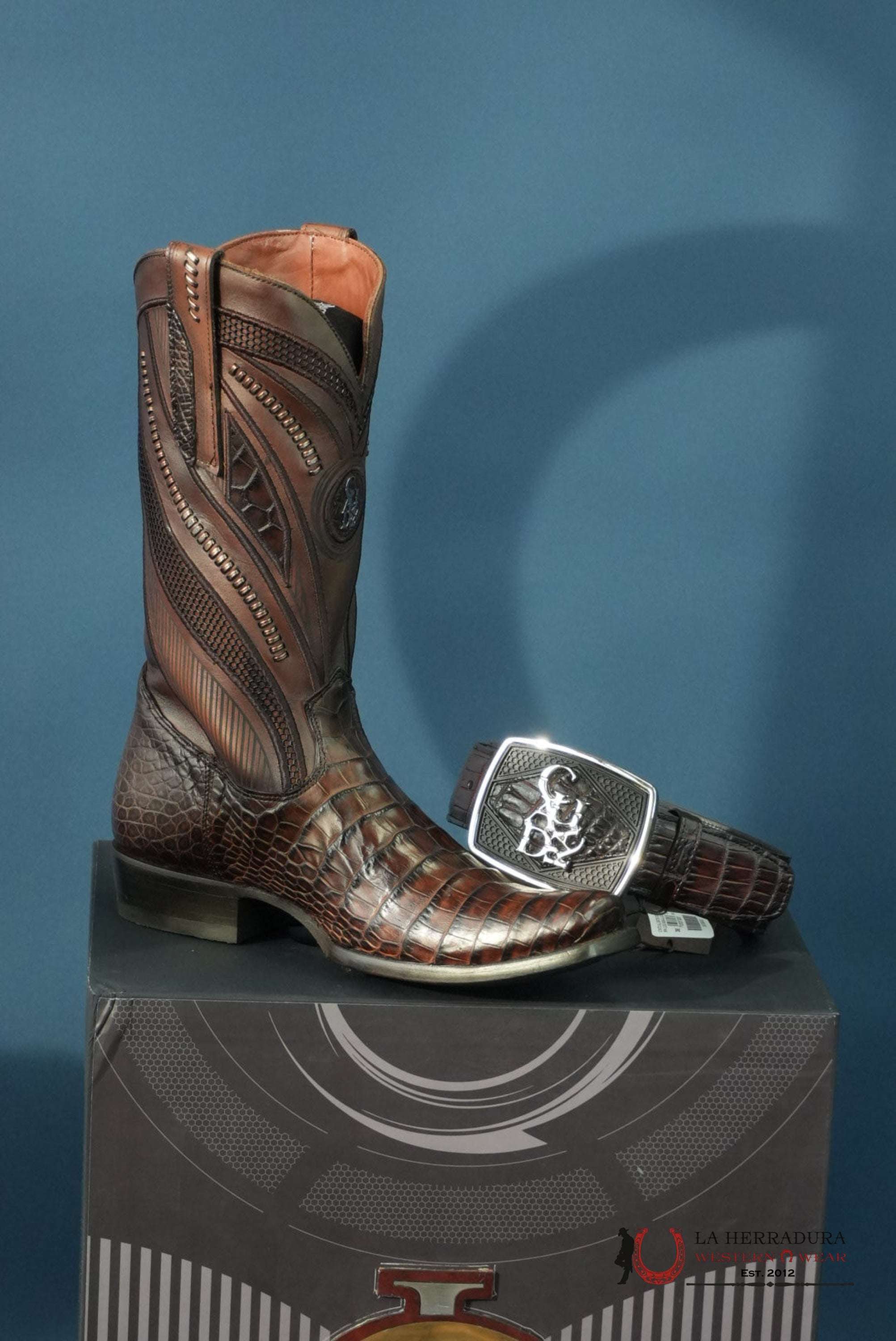 CUADRA IMPERIO BOOTS ALLIGATOR LIMITED EDTION MOKA NARROW SQUARE TOE BOTAS HOMBRES