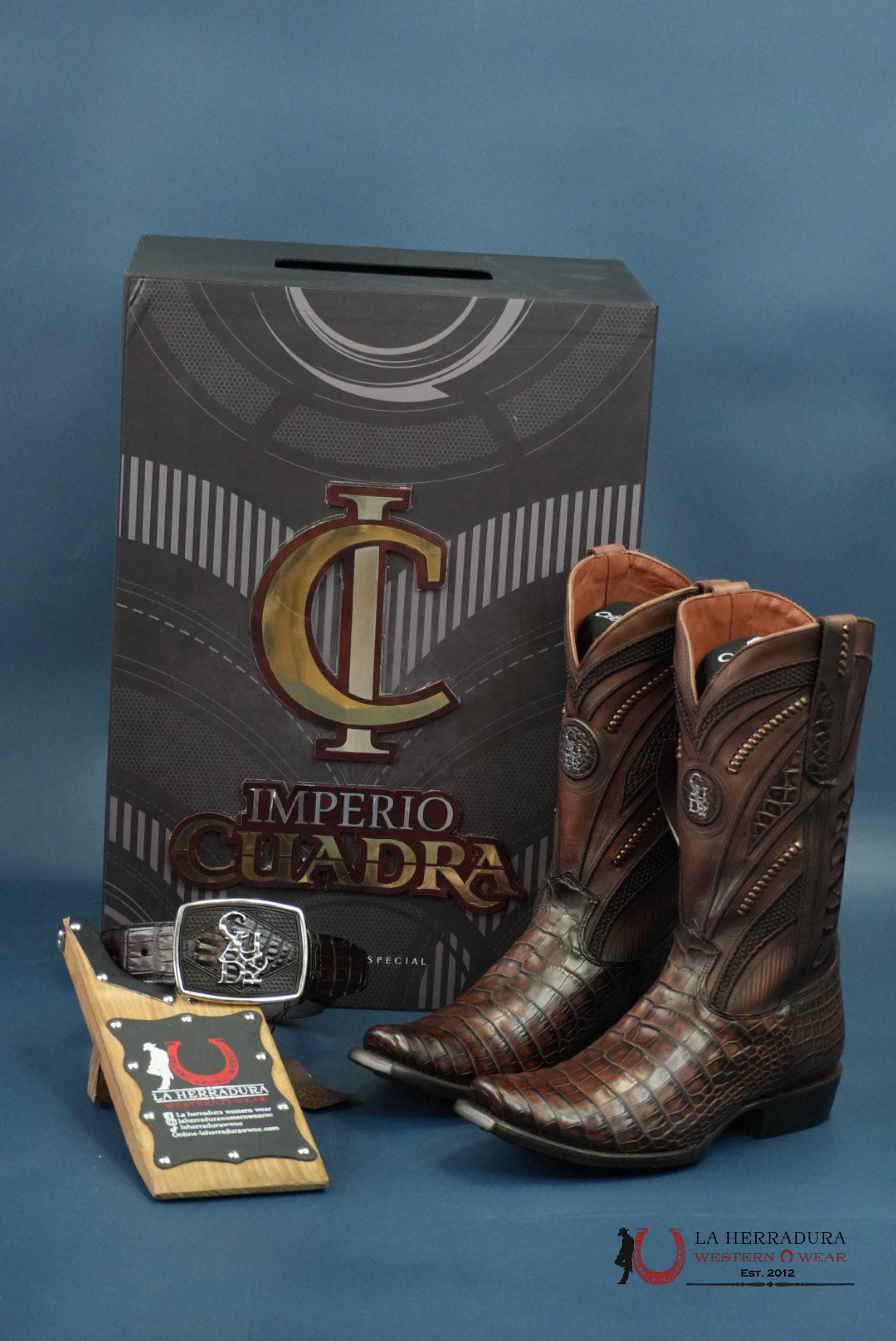 CUADRA IMPERIO BOOTS ALLIGATOR LIMITED EDTION MOKA NARROW SQUARE TOE BOTAS HOMBRES