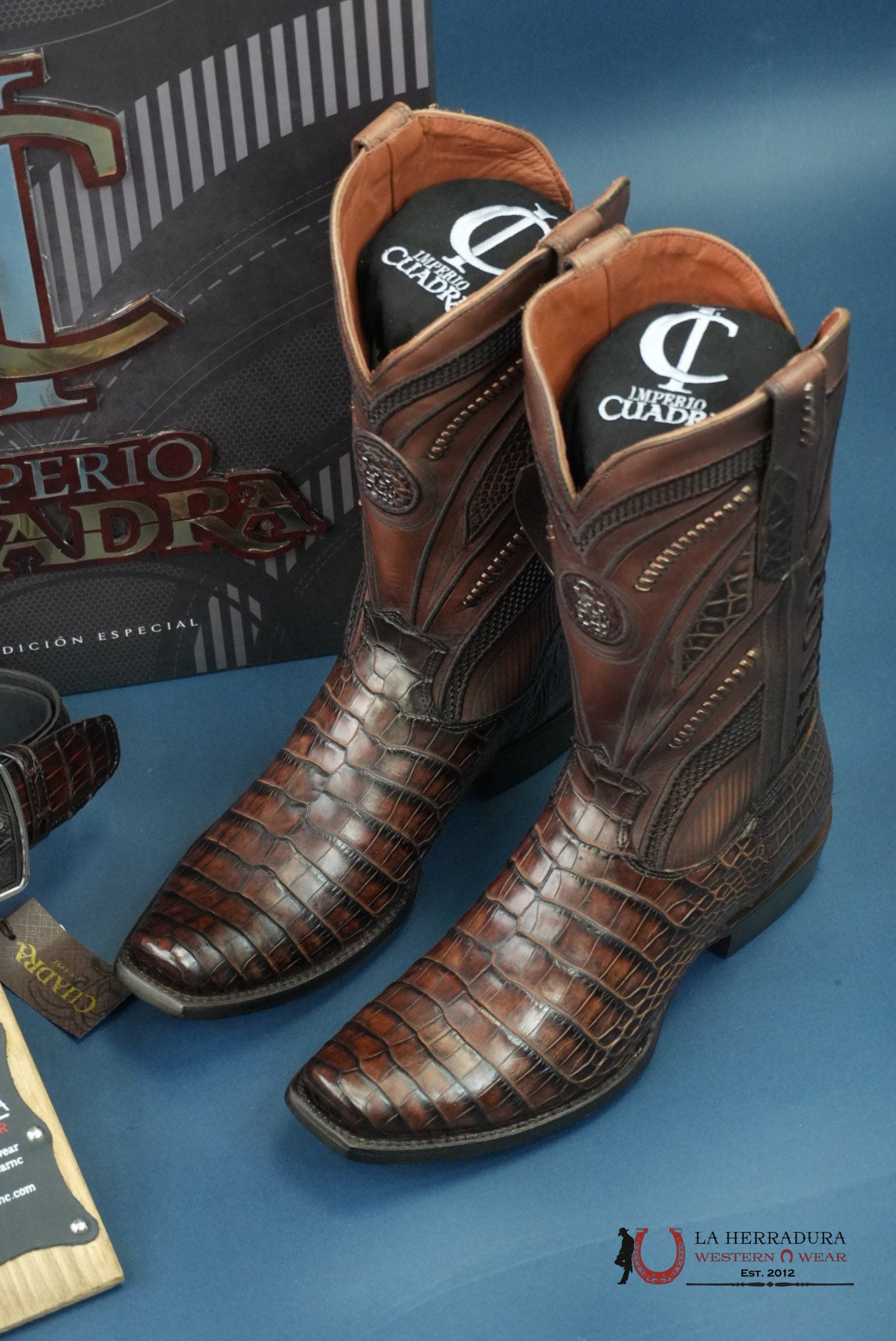 CUADRA IMPERIO BOOTS ALLIGATOR LIMITED EDTION MOKA NARROW SQUARE TOE BOTAS HOMBRES