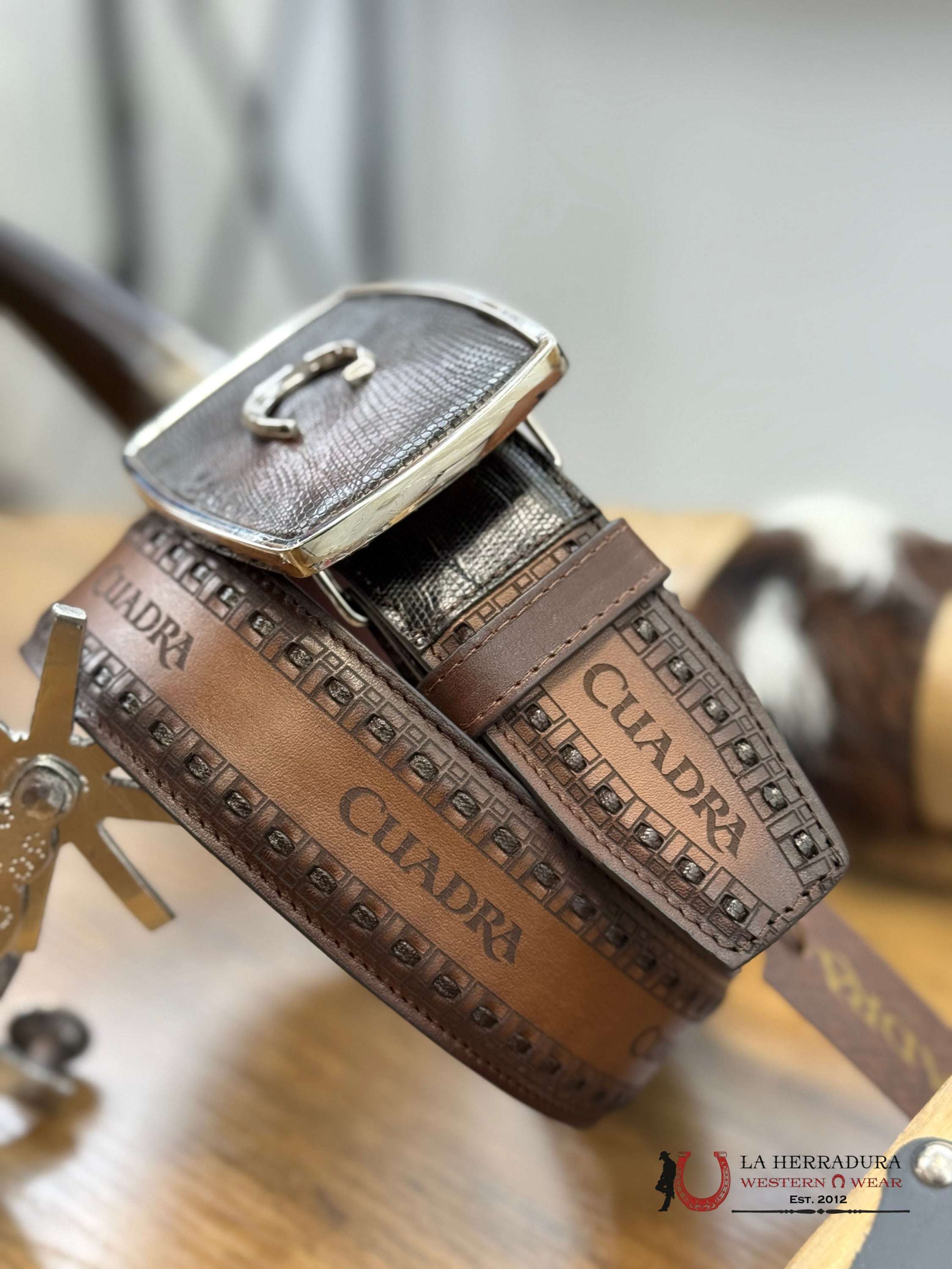 Cuadra Lizard Teju Brown Belt Cinturones Hombres
