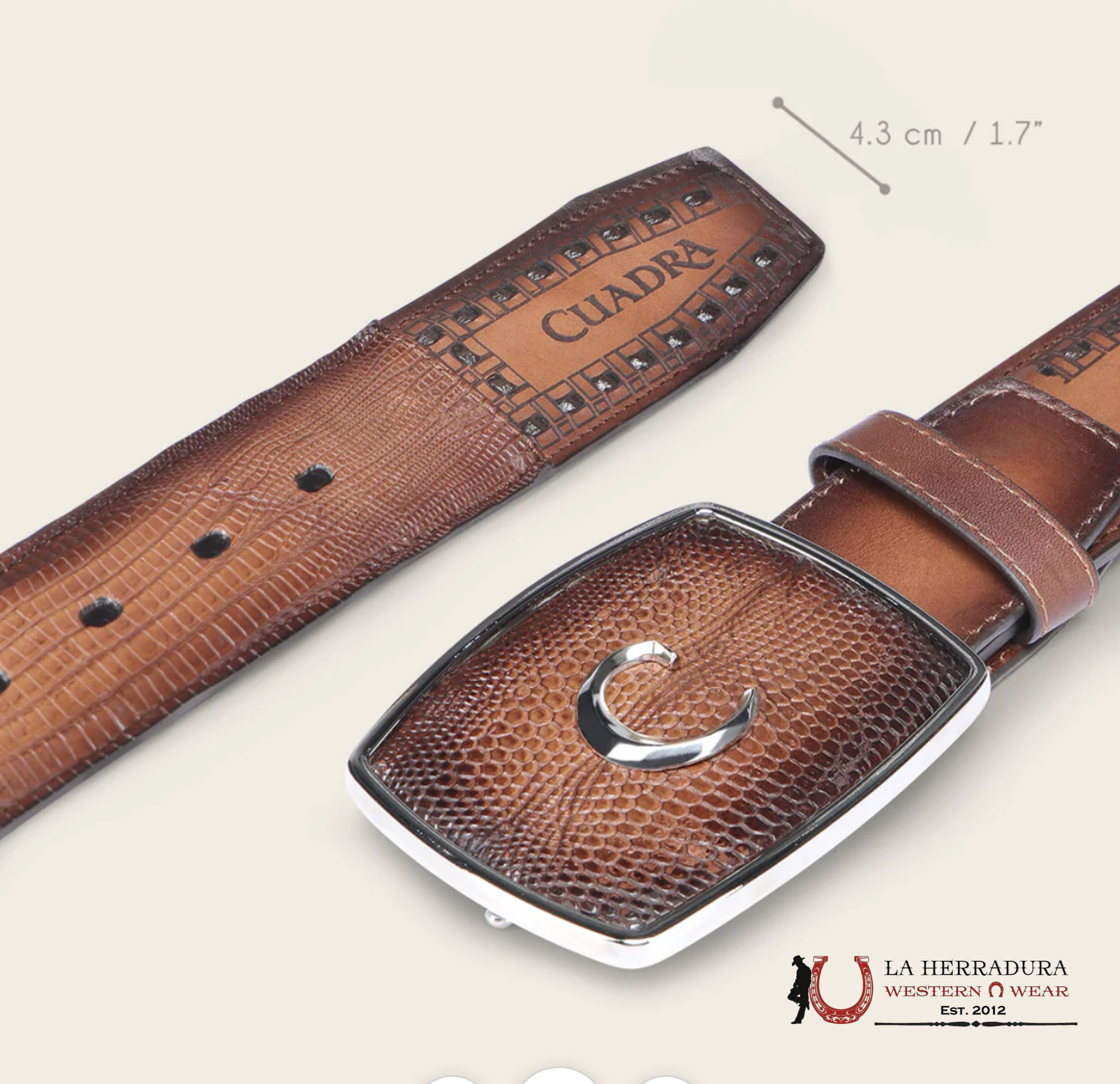 CUADRA LIZARD TEJU BROWN BELT CINTURONES HOMBRES