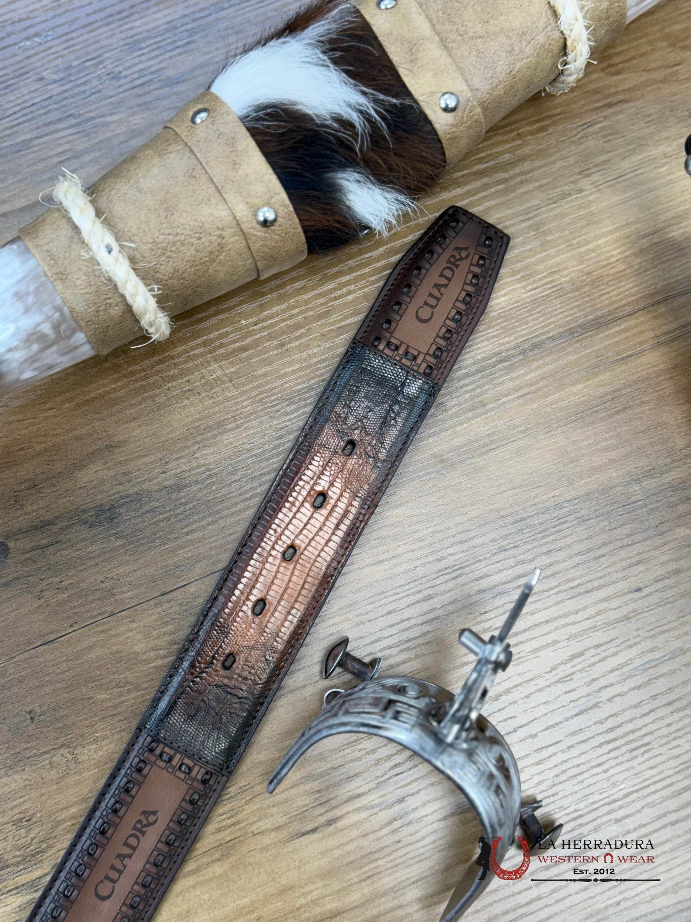 Cuadra Lizard Teju Brown Belt Cinturones Hombres