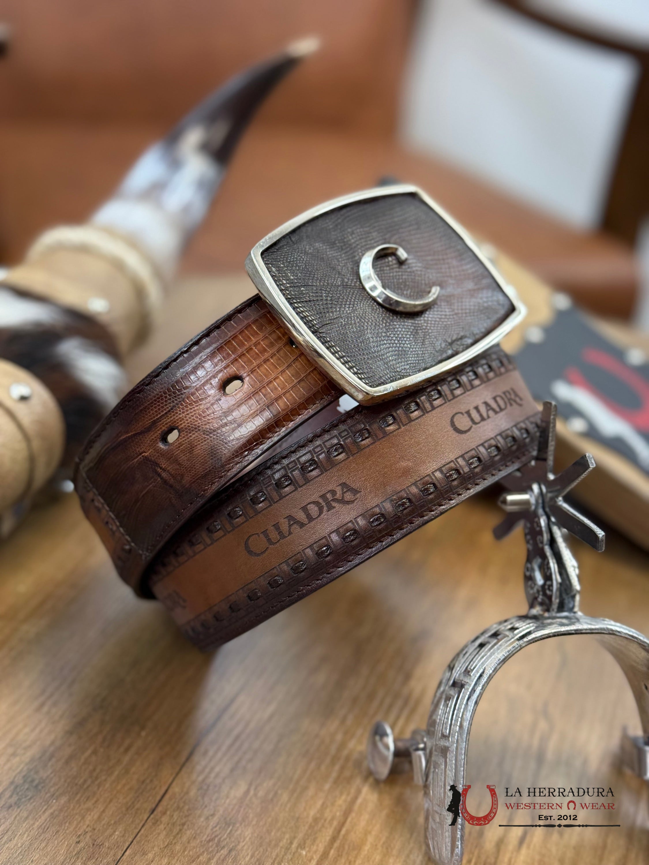 Cuadra Lizard Teju Brown Belt Cinturones Hombres